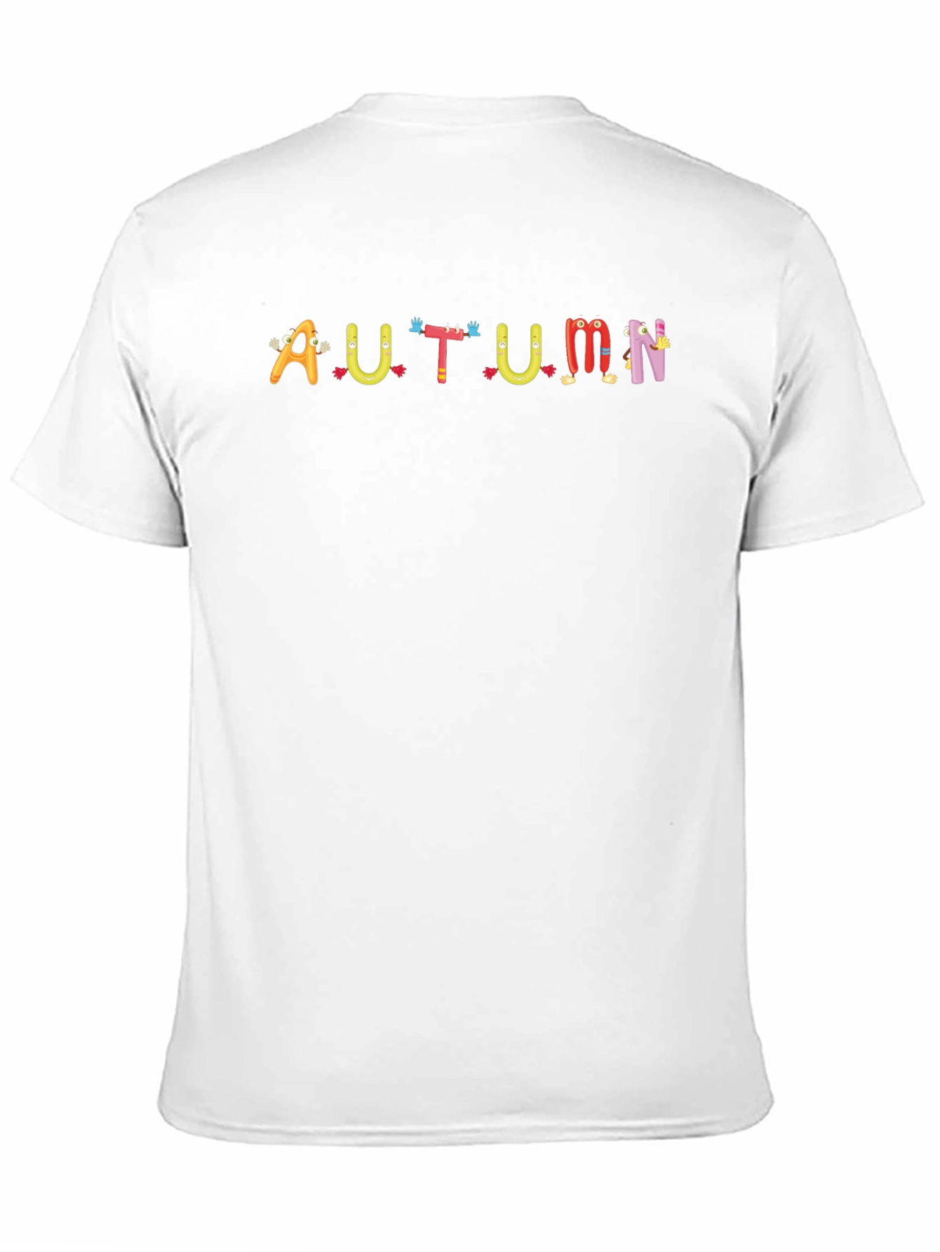 Autumn Cartoon Letter Black T-Shirt