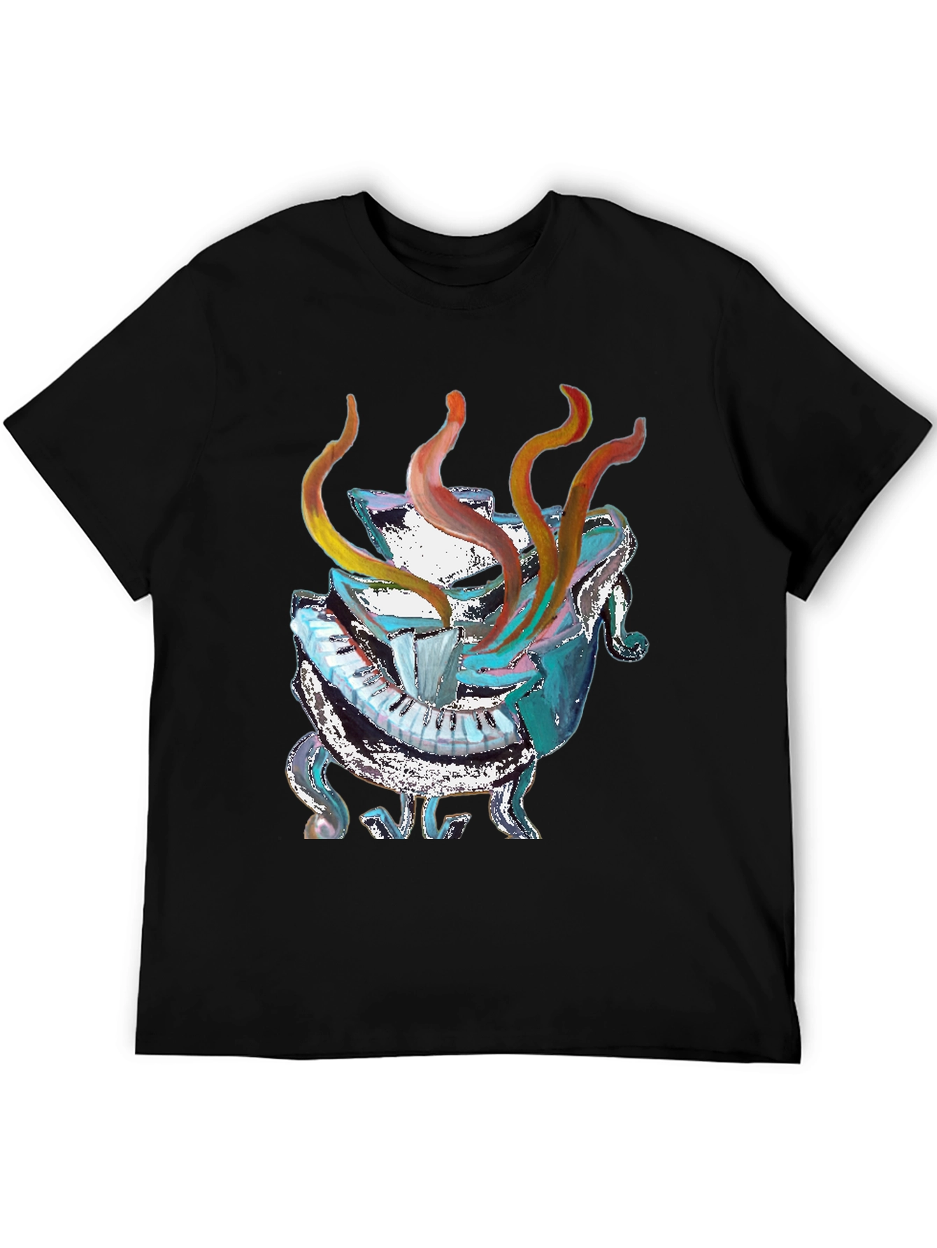 Abstract Piano Black T-Shirt - Unique Music Lover Gift