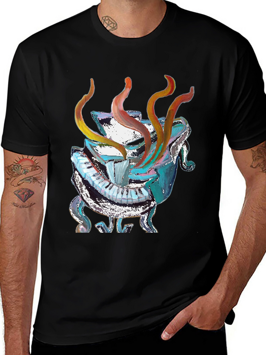 Abstract Piano Black T-Shirt - Unique Music Lover Gift