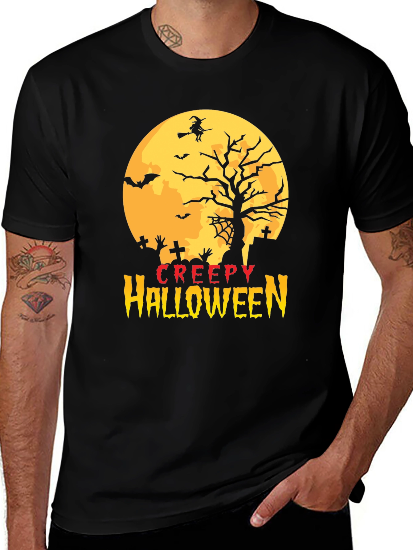 Creepy Halloween T-Shirt - Spooky Witch Design