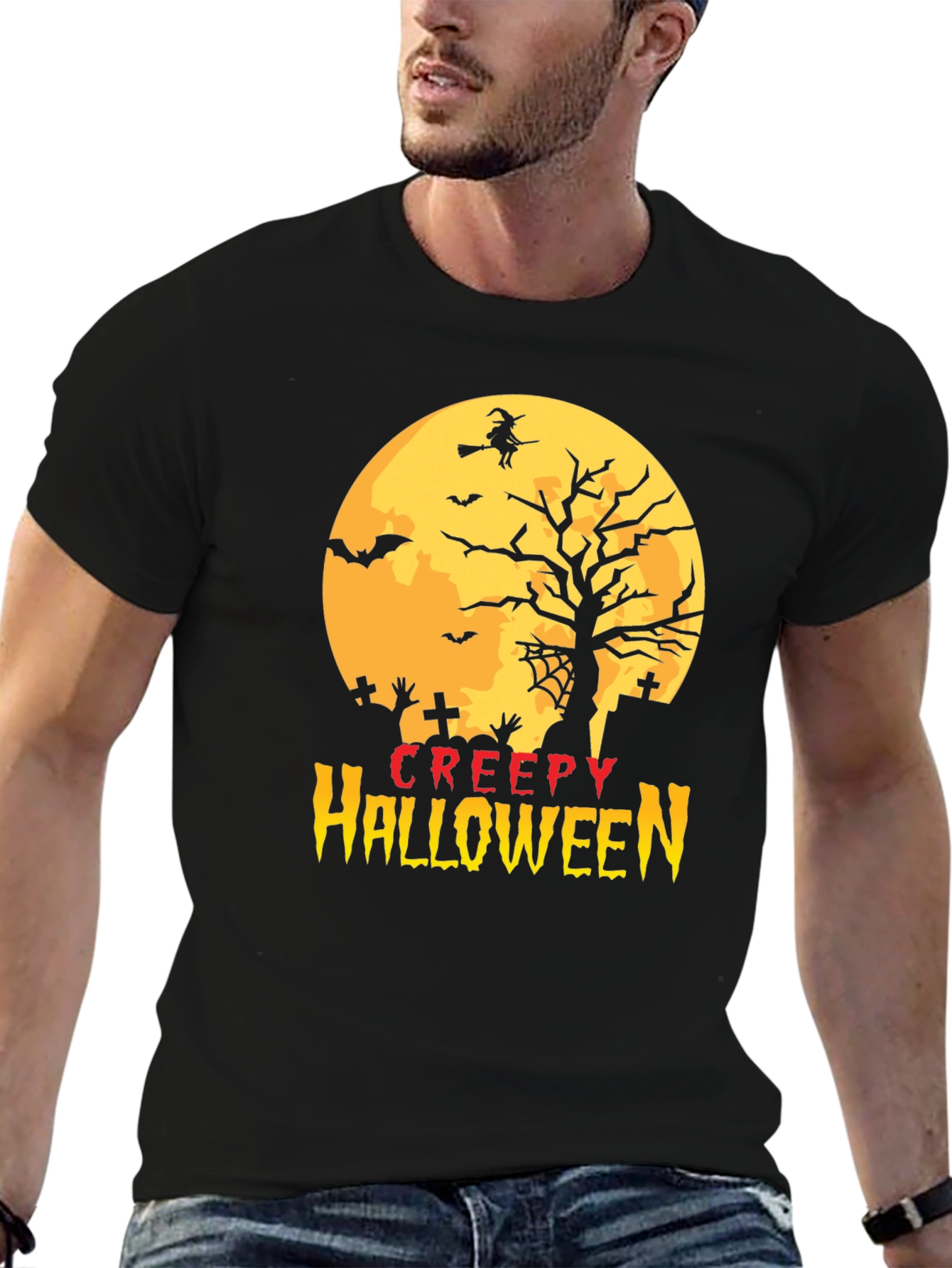 Creepy Halloween T-Shirt - Spooky Witch Design