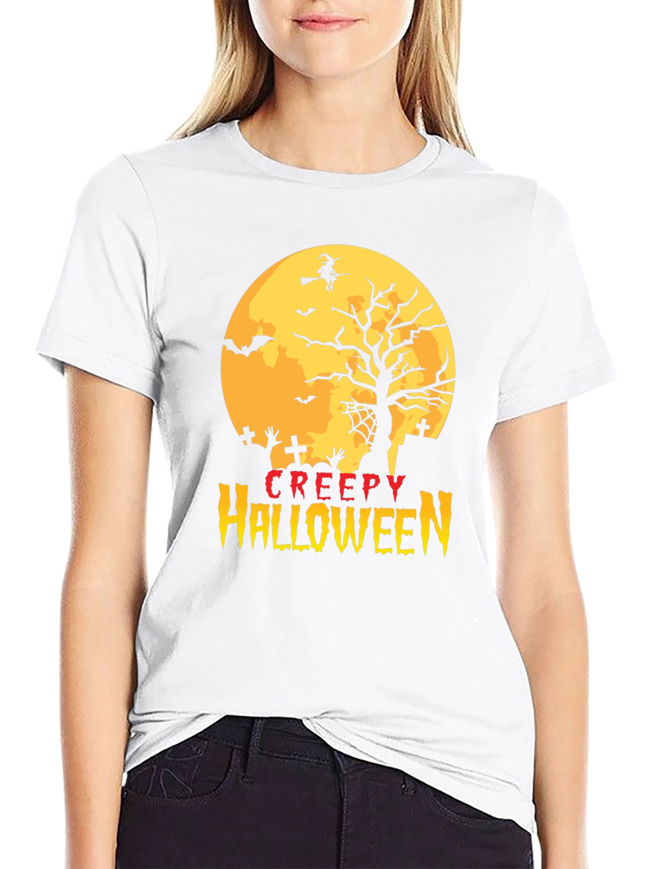 Creepy Halloween T-Shirt - Spooky Witch Design