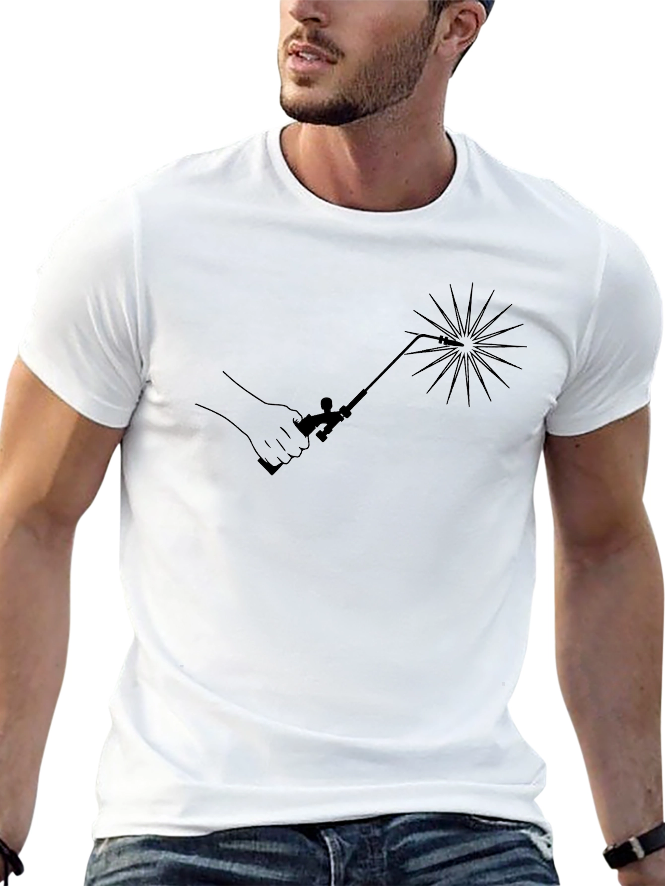 Black T-Shirt with Welding Graphic