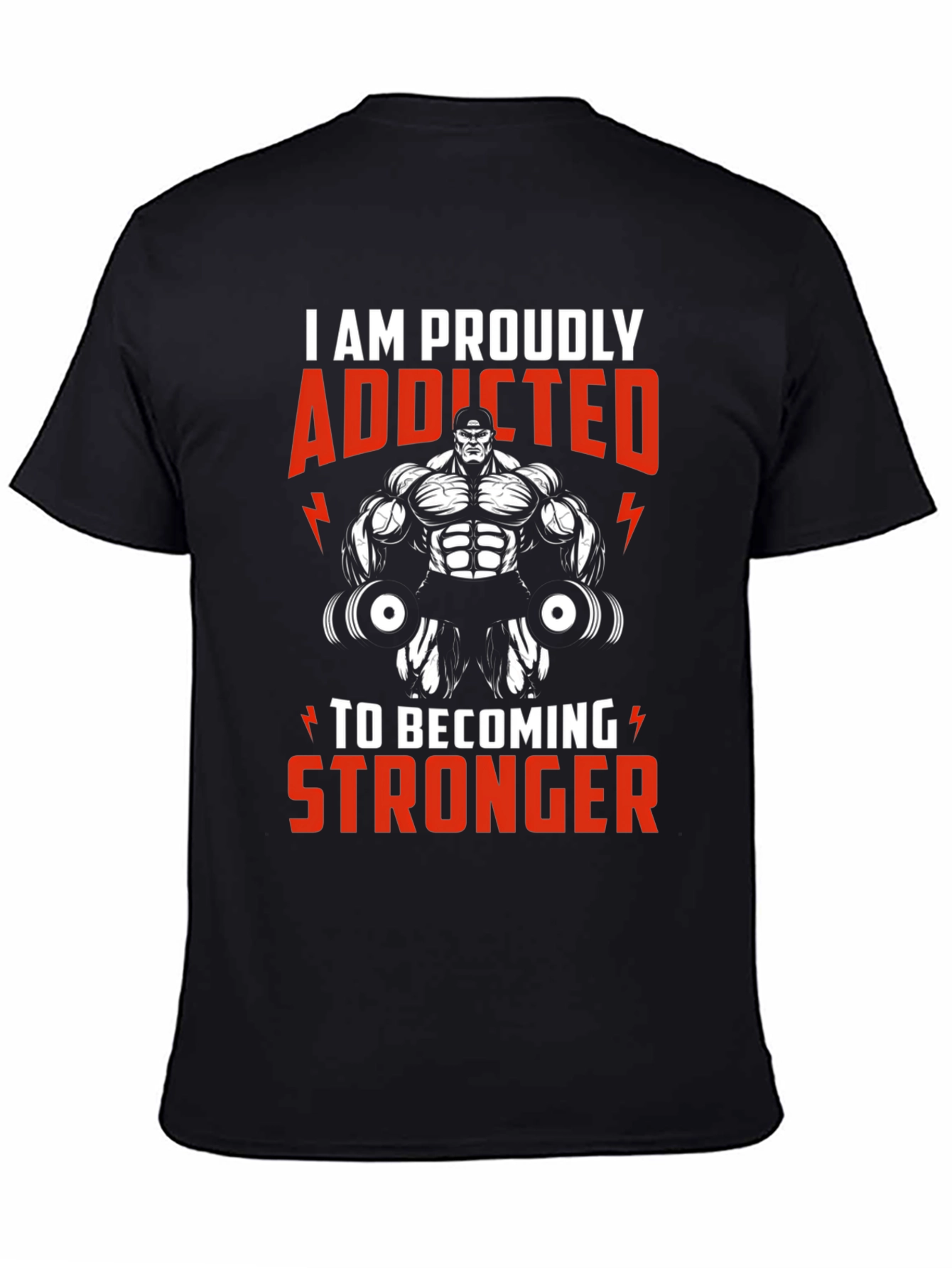Addicted to Stronger Mens Black T-Shirt Gym Fitness