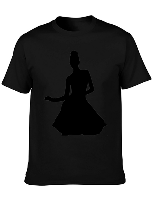 Black T-Shirt with Ballerina Silhouette