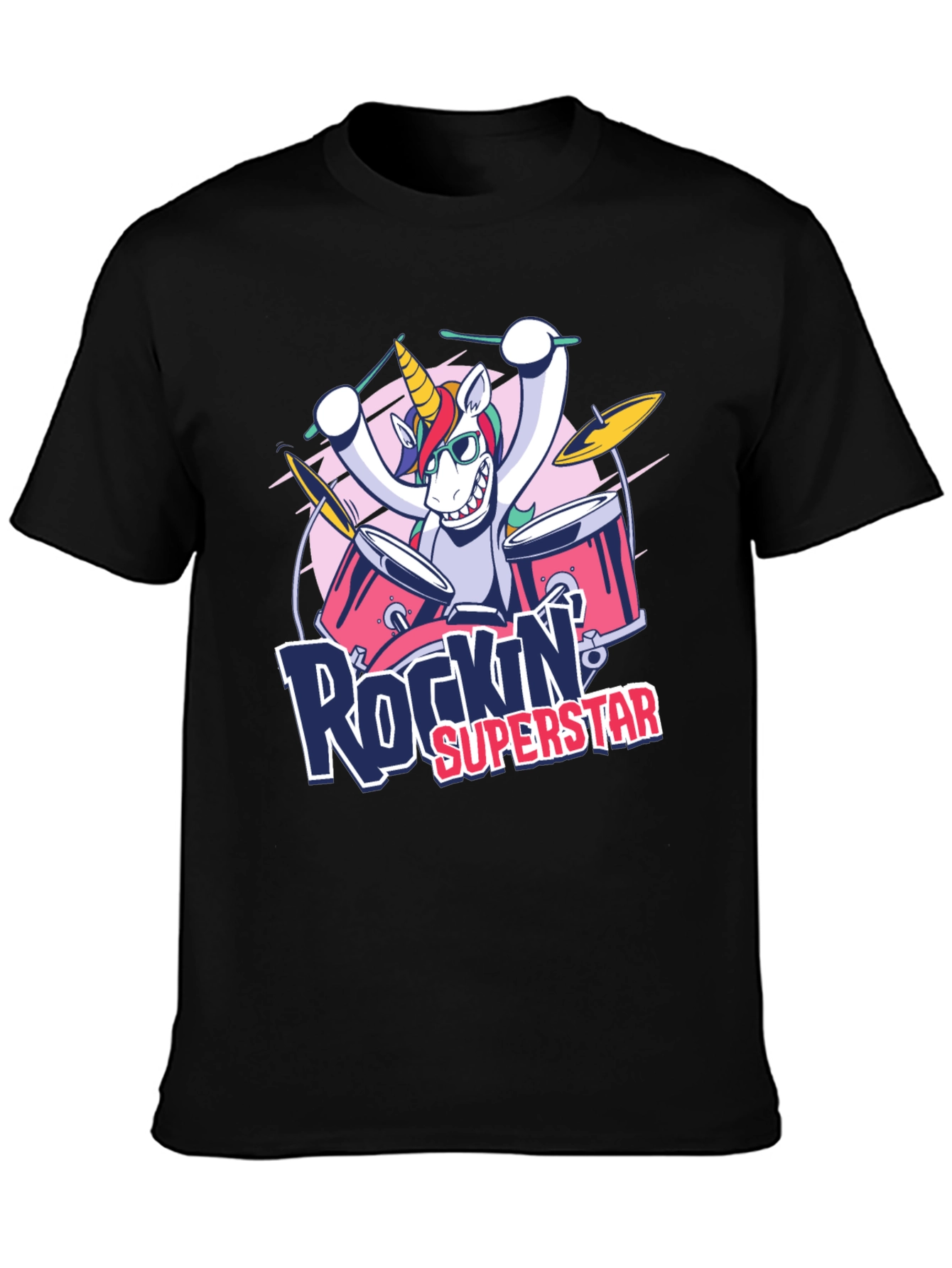 Rockin Superstar Unicorn Black T-Shirt