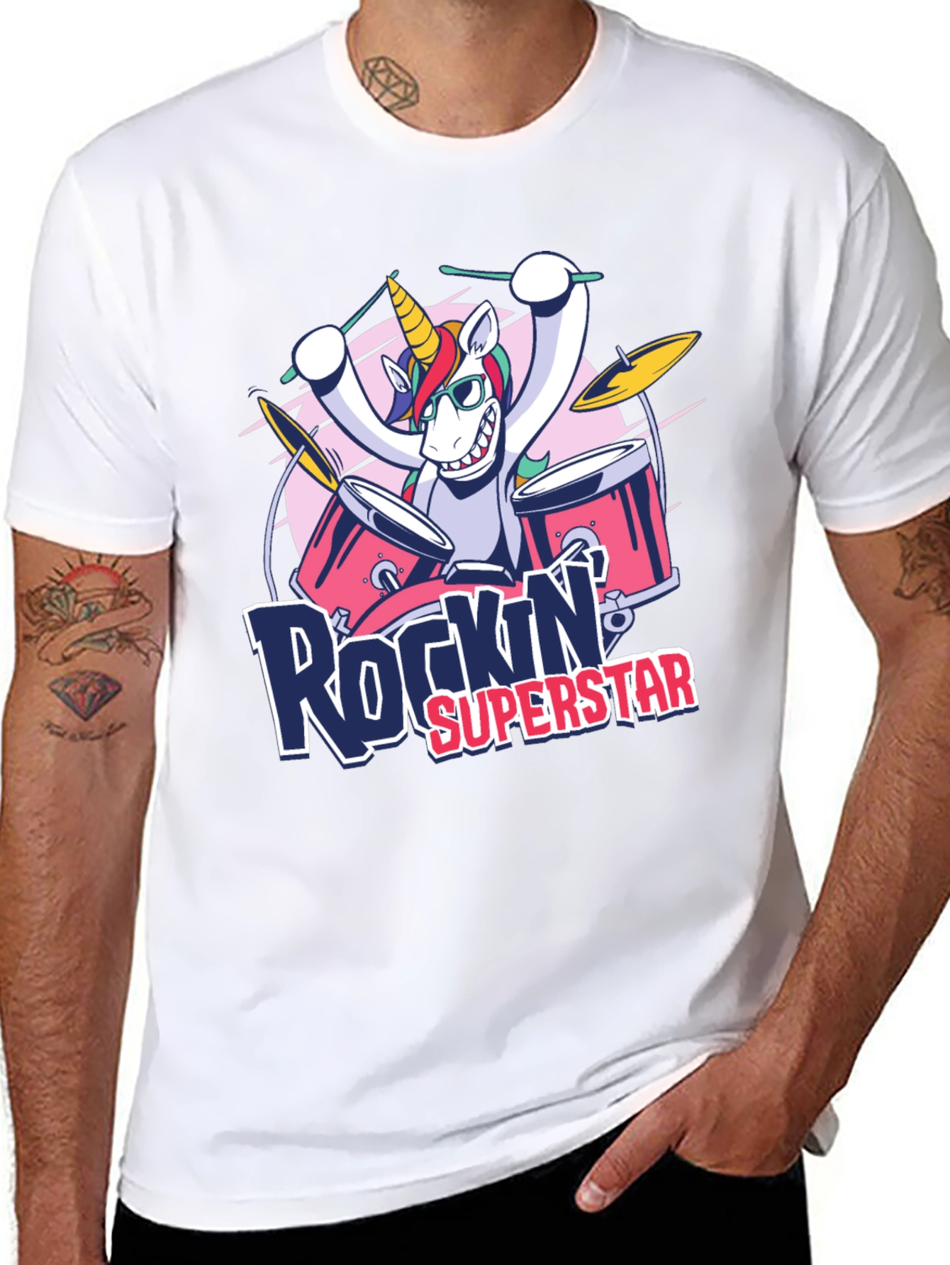 Rockin Superstar Unicorn Black T-Shirt