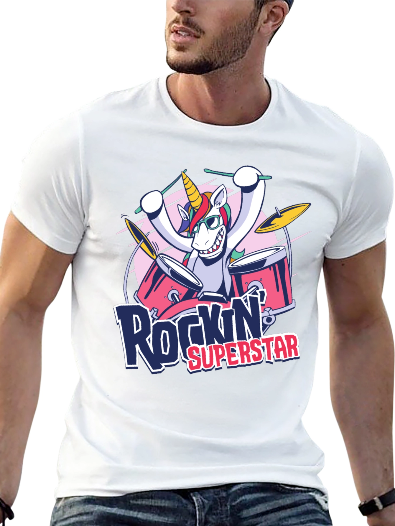 Rockin Superstar Unicorn Black T-Shirt