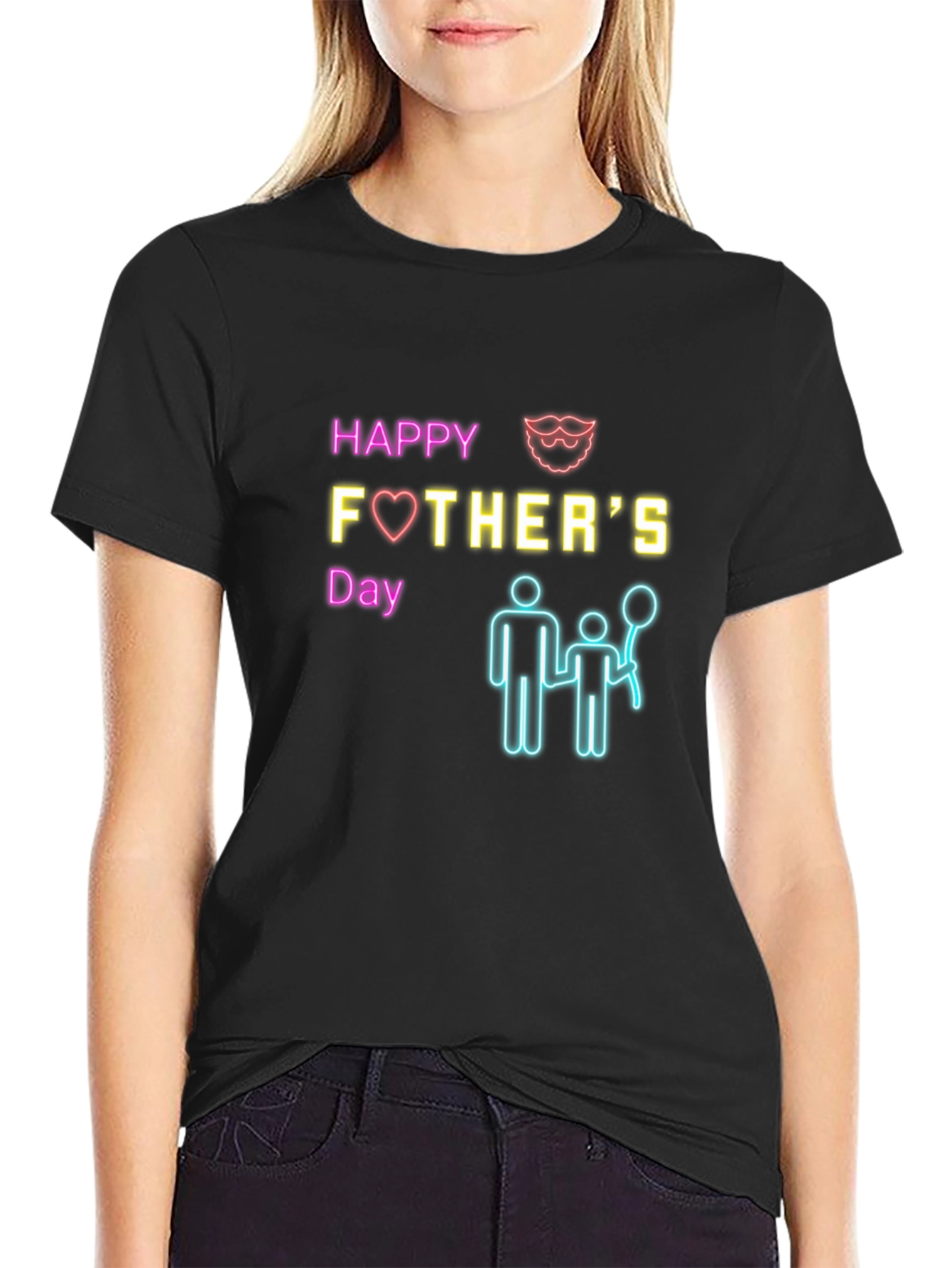 Happy Fathers Day Graphic Tee - Black