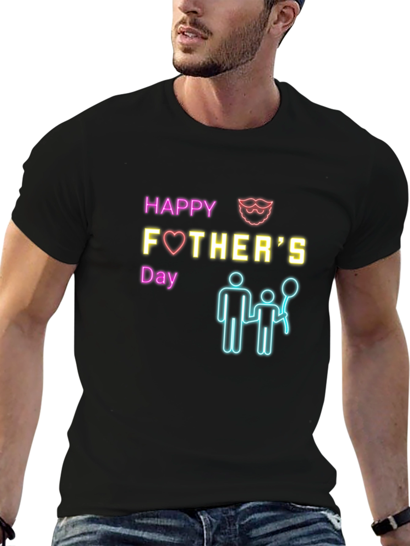 Happy Fathers Day Graphic Tee - Black
