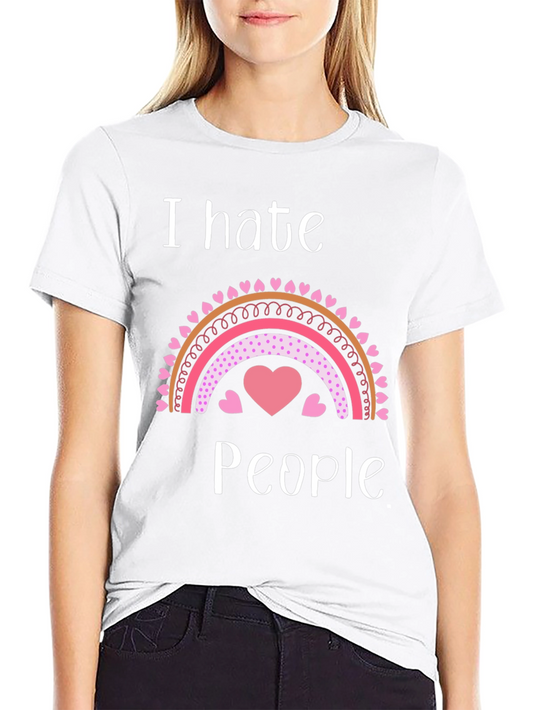 I Hate People T-Shirt Rainbow Heart Graphic