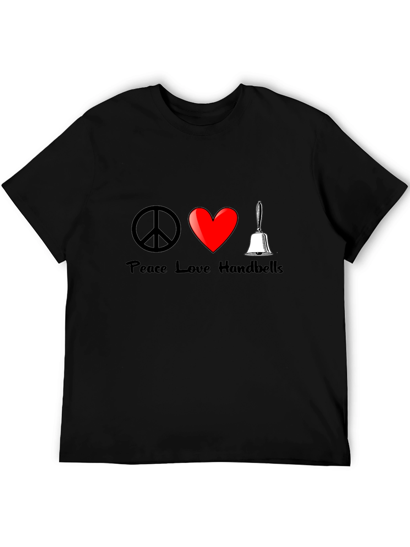 Peace Love Handbells T-Shirt Black Cotton