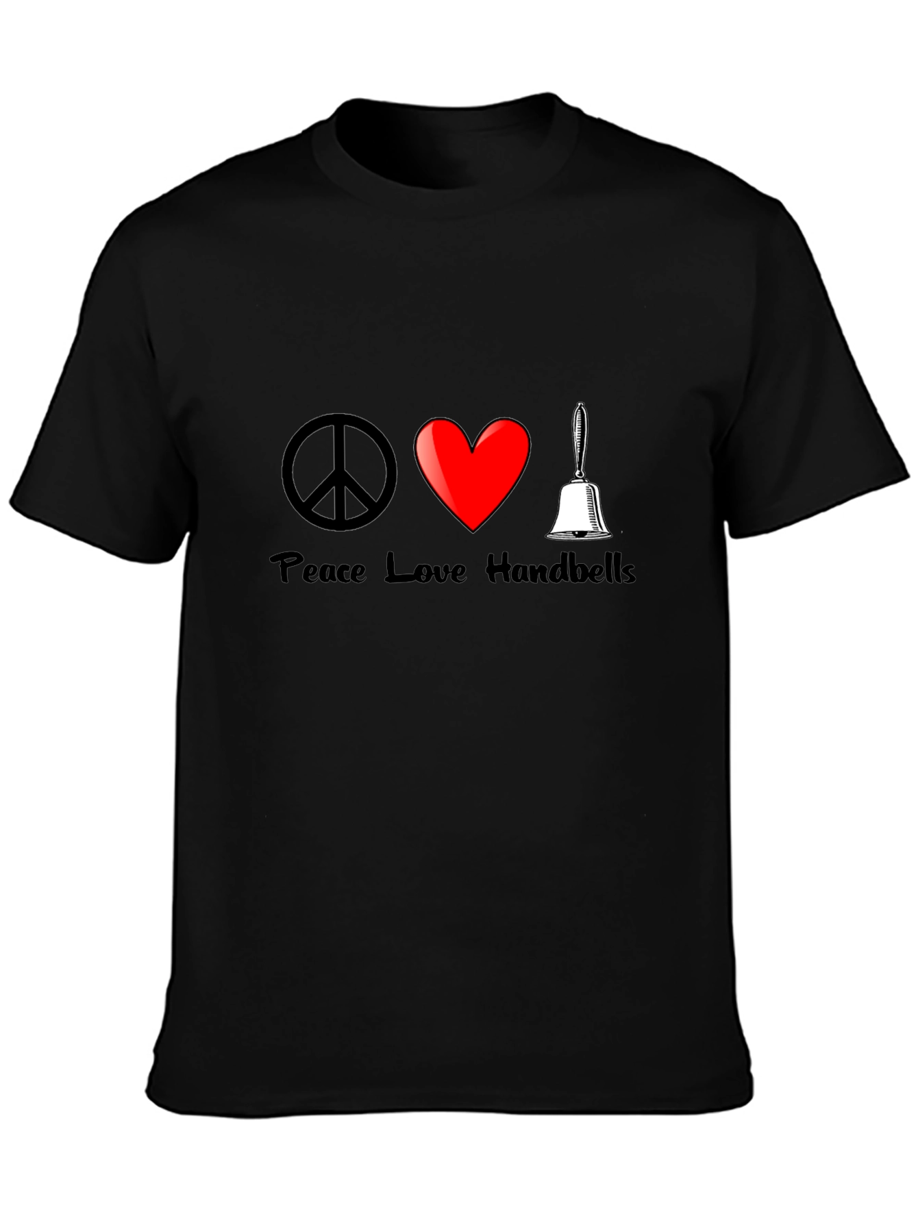 Peace Love Handbells T-Shirt Black Cotton