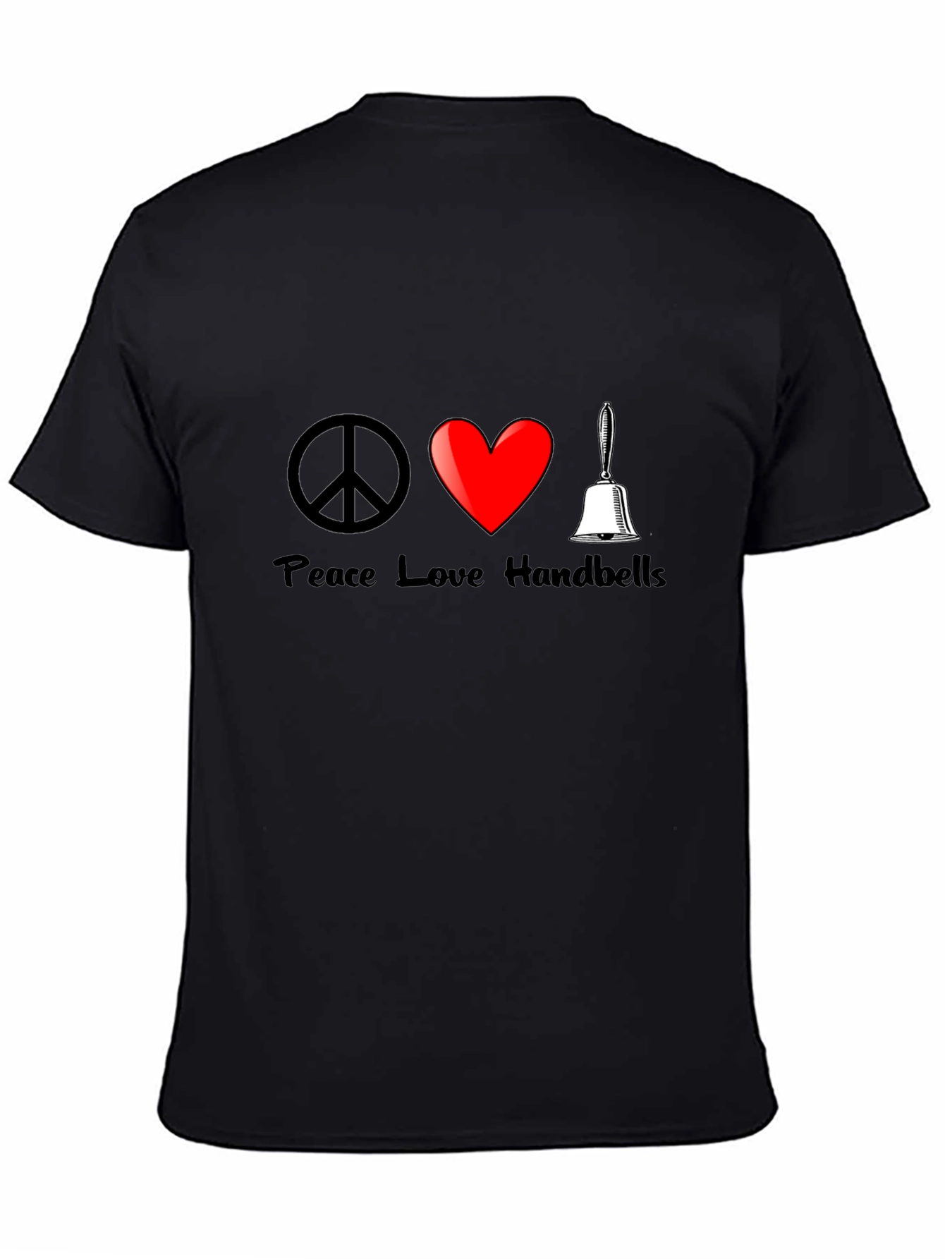 Peace Love Handbells T-Shirt Black Cotton