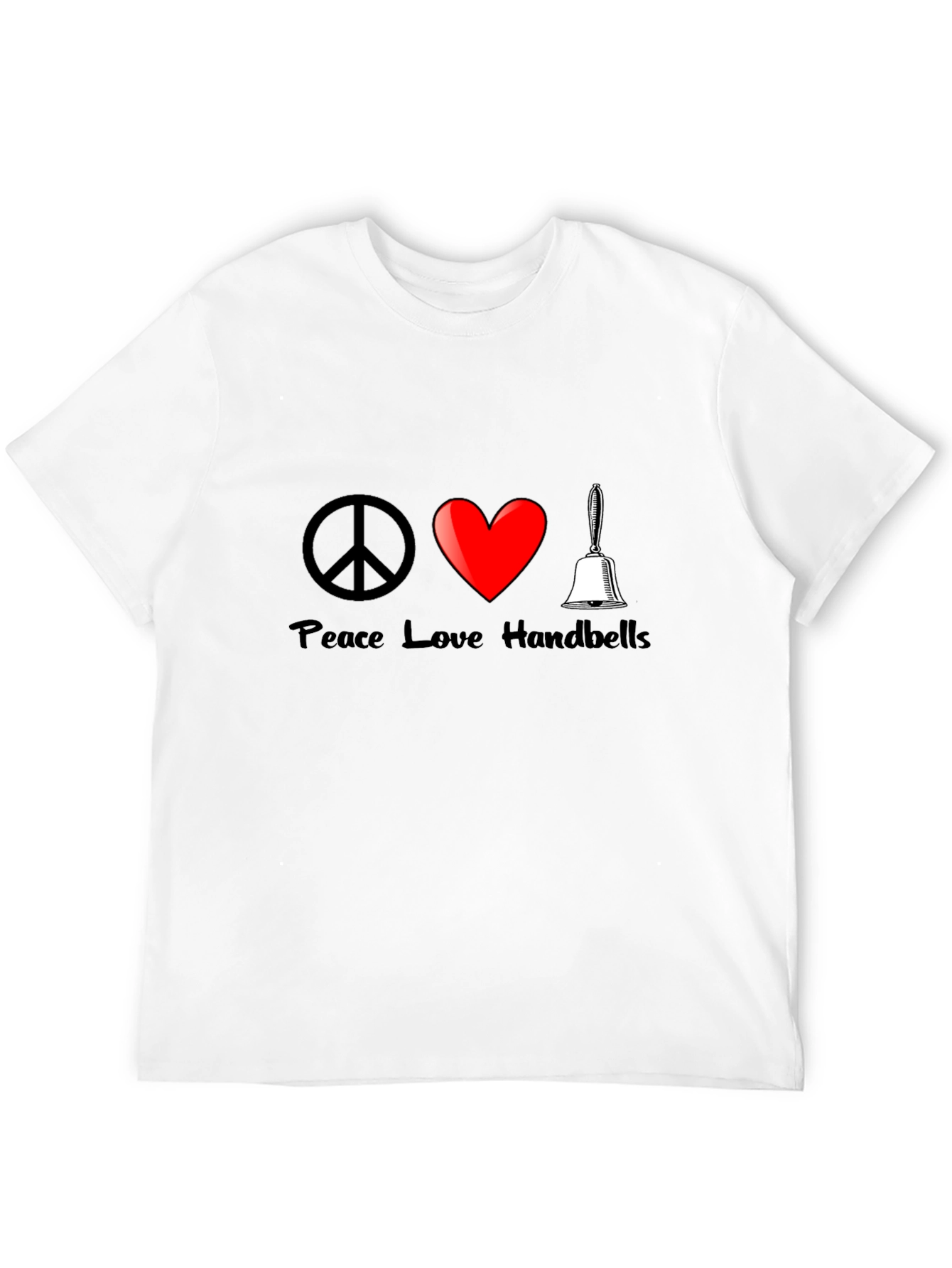 Peace Love Handbells T-Shirt Black Cotton