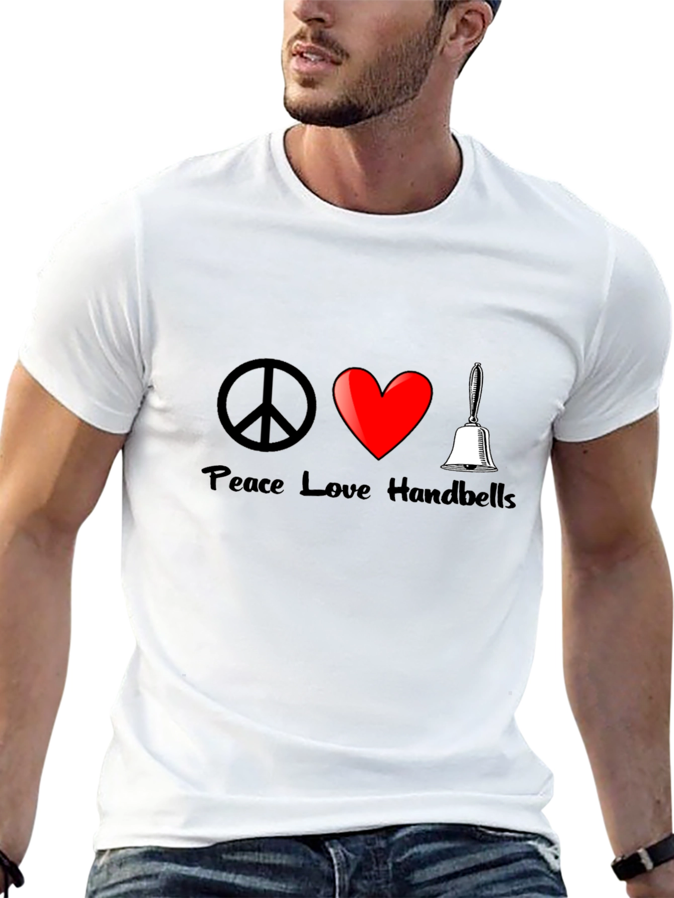 Peace Love Handbells T-Shirt Black Cotton