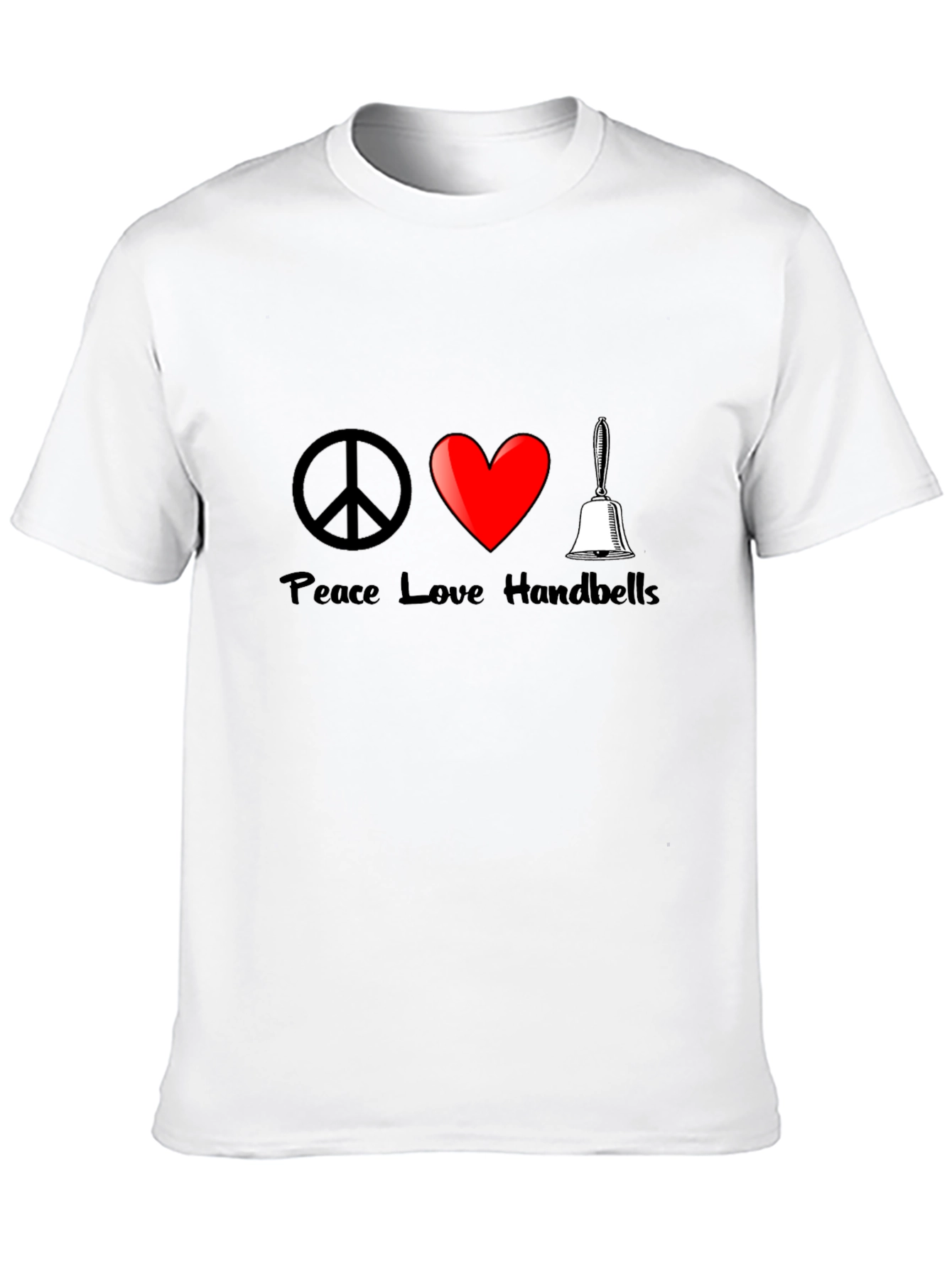 Peace Love Handbells T-Shirt Black Cotton
