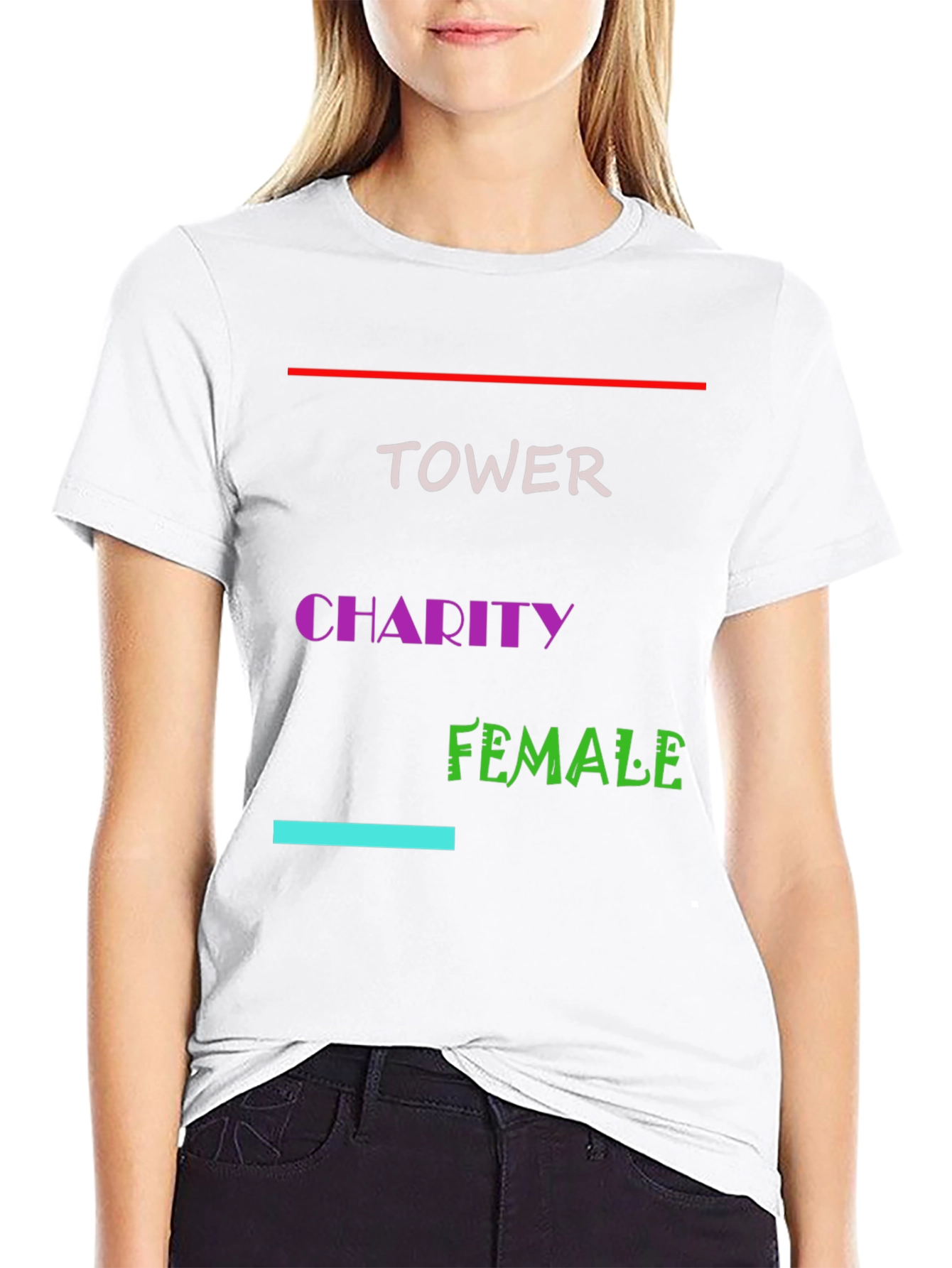 Tower Charity Female Black Graphic T-Shirt