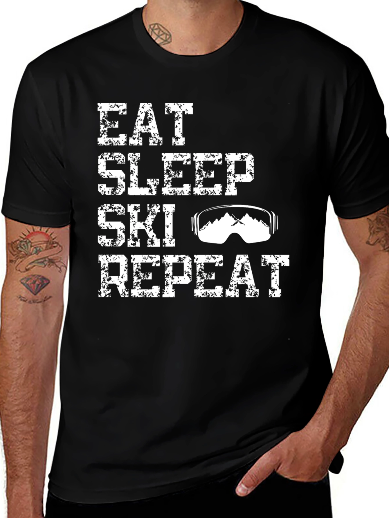 Eat Sleep Ski Repeat Graphic Tee
