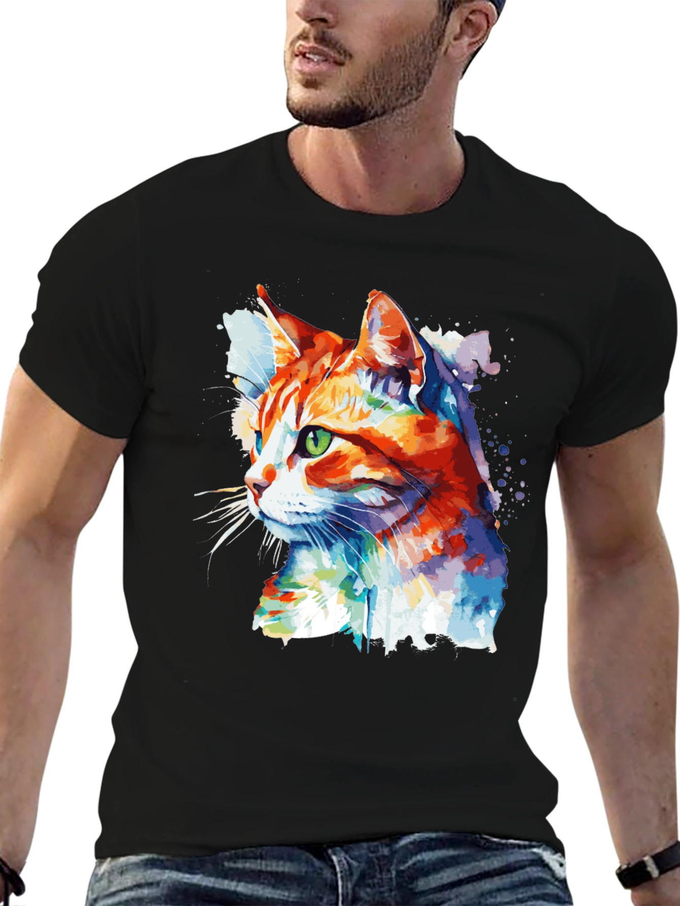 Watercolor Cat Graphic Tee