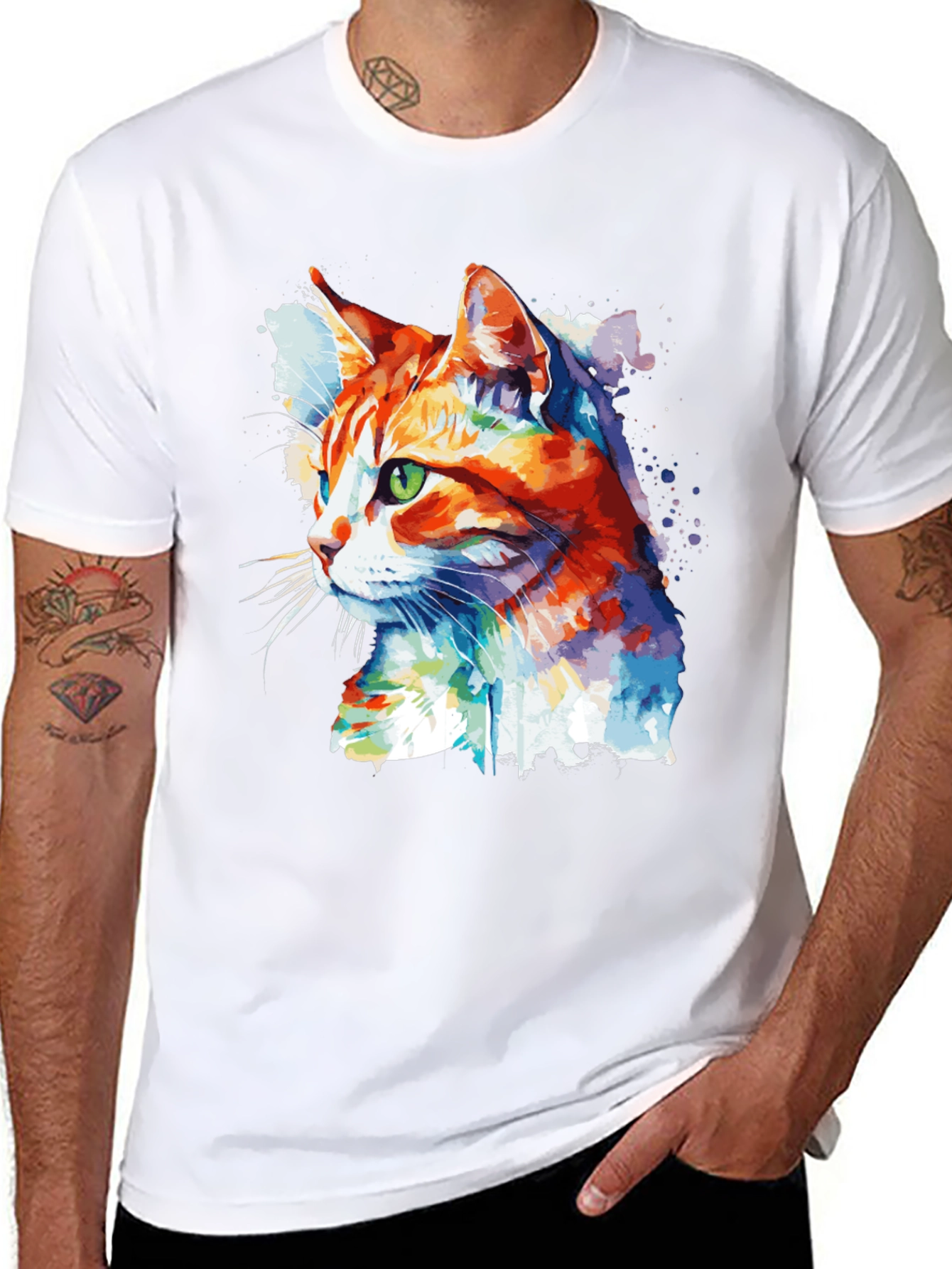 Watercolor Cat Graphic Tee