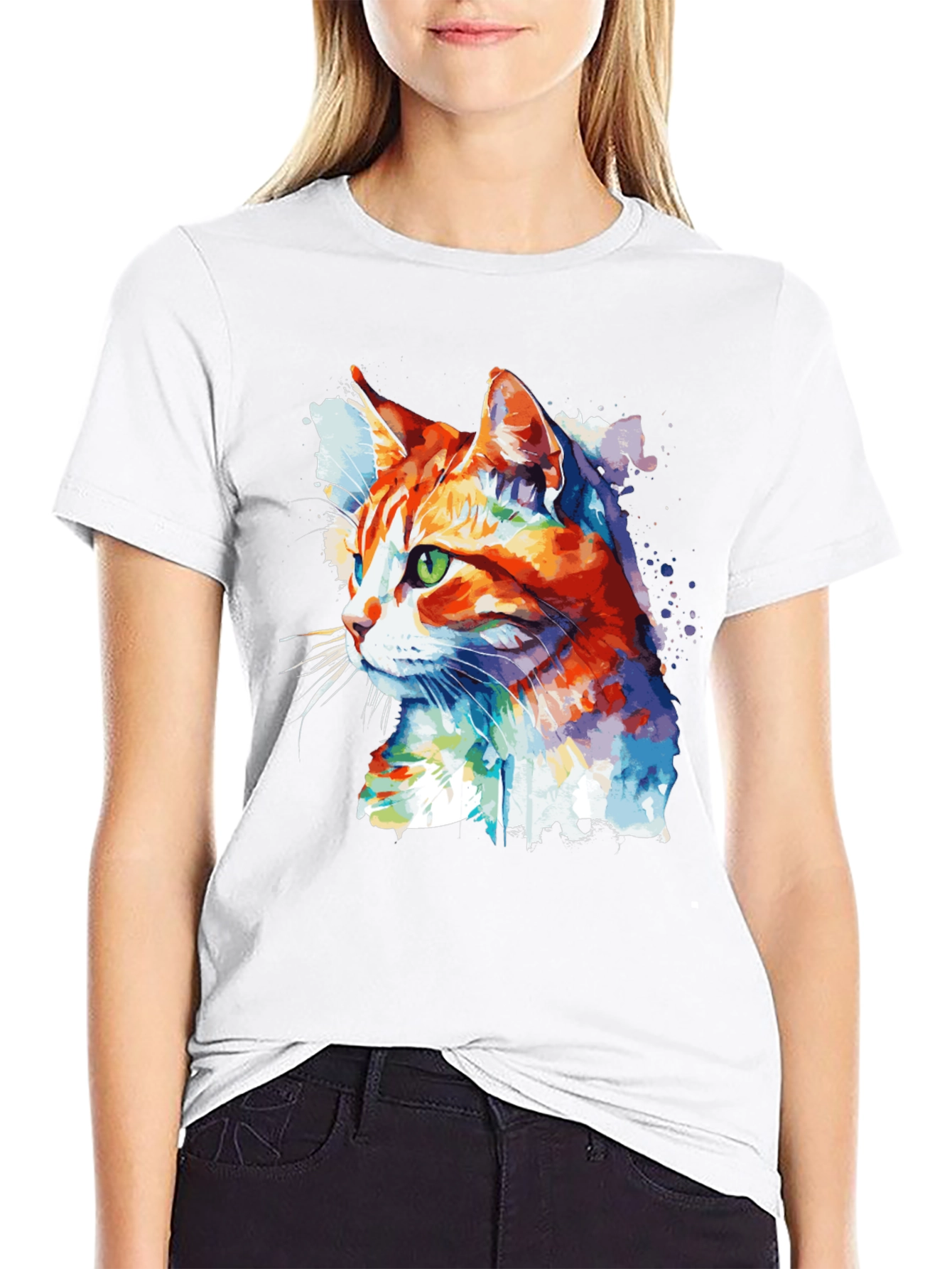 Watercolor Cat Graphic Tee