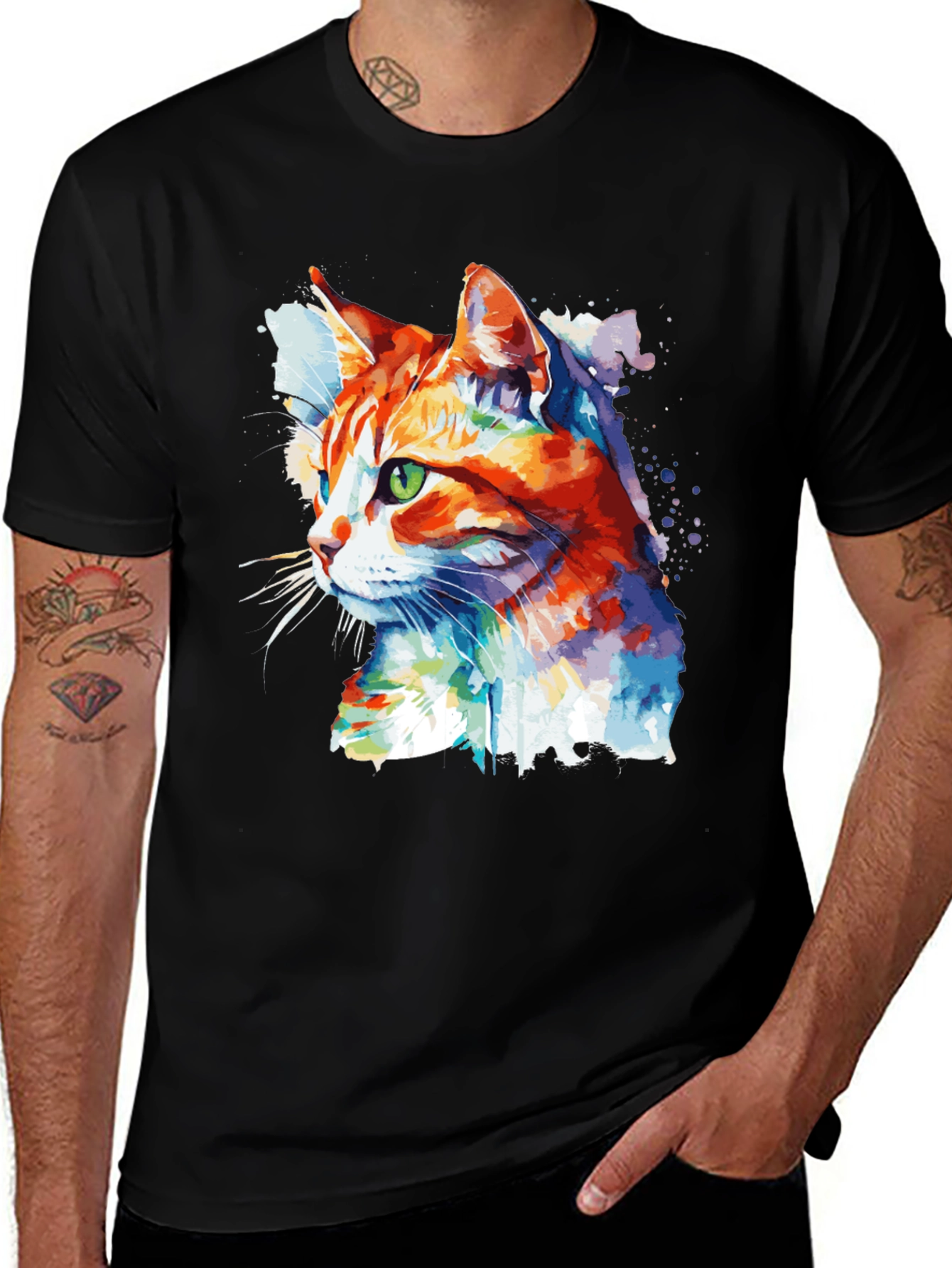 Watercolor Cat Graphic Tee