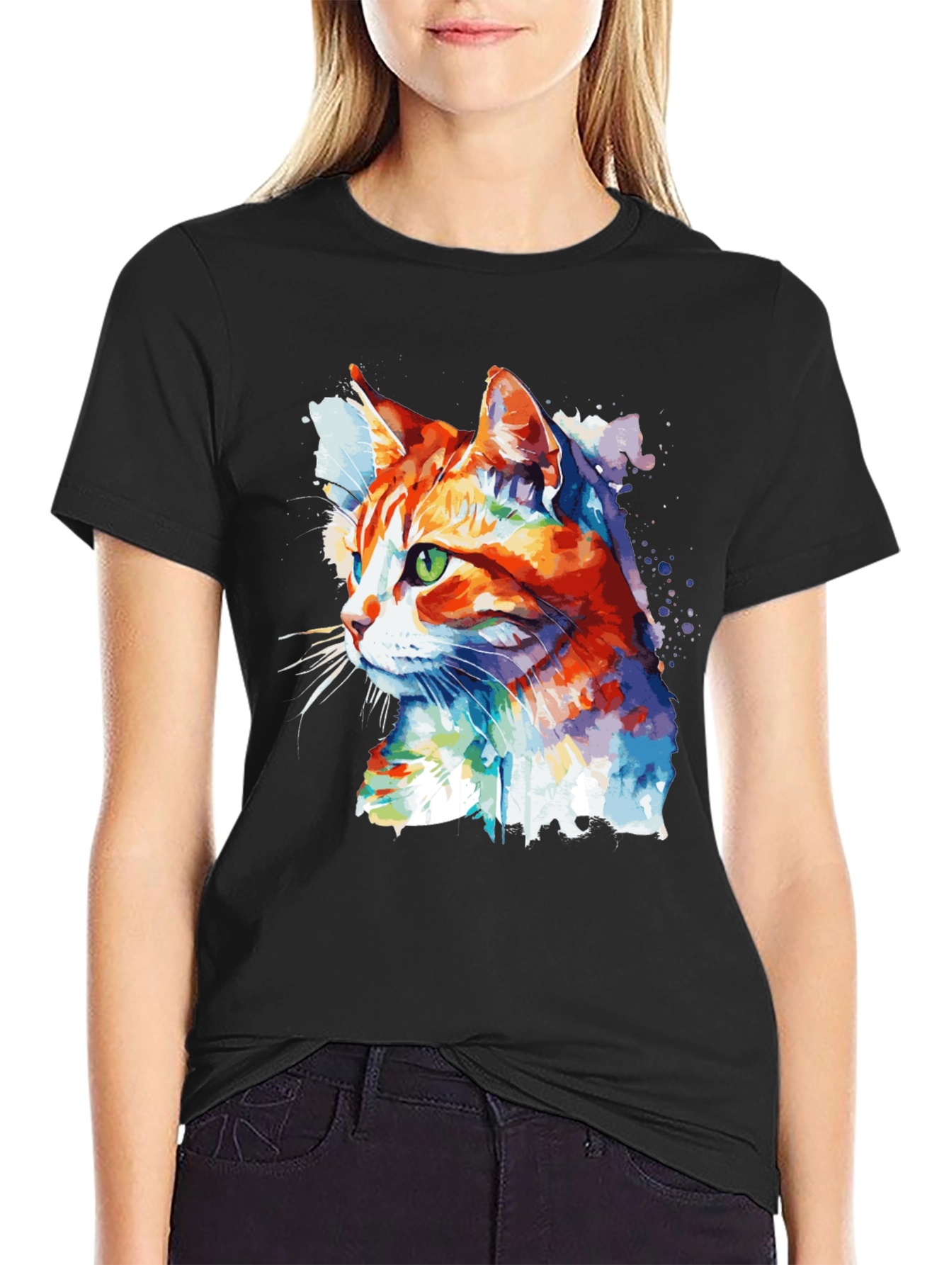 Watercolor Cat Graphic Tee