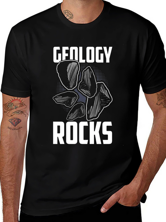 Geology Rocks Graphic Tee - Black Cotton T-Shirt