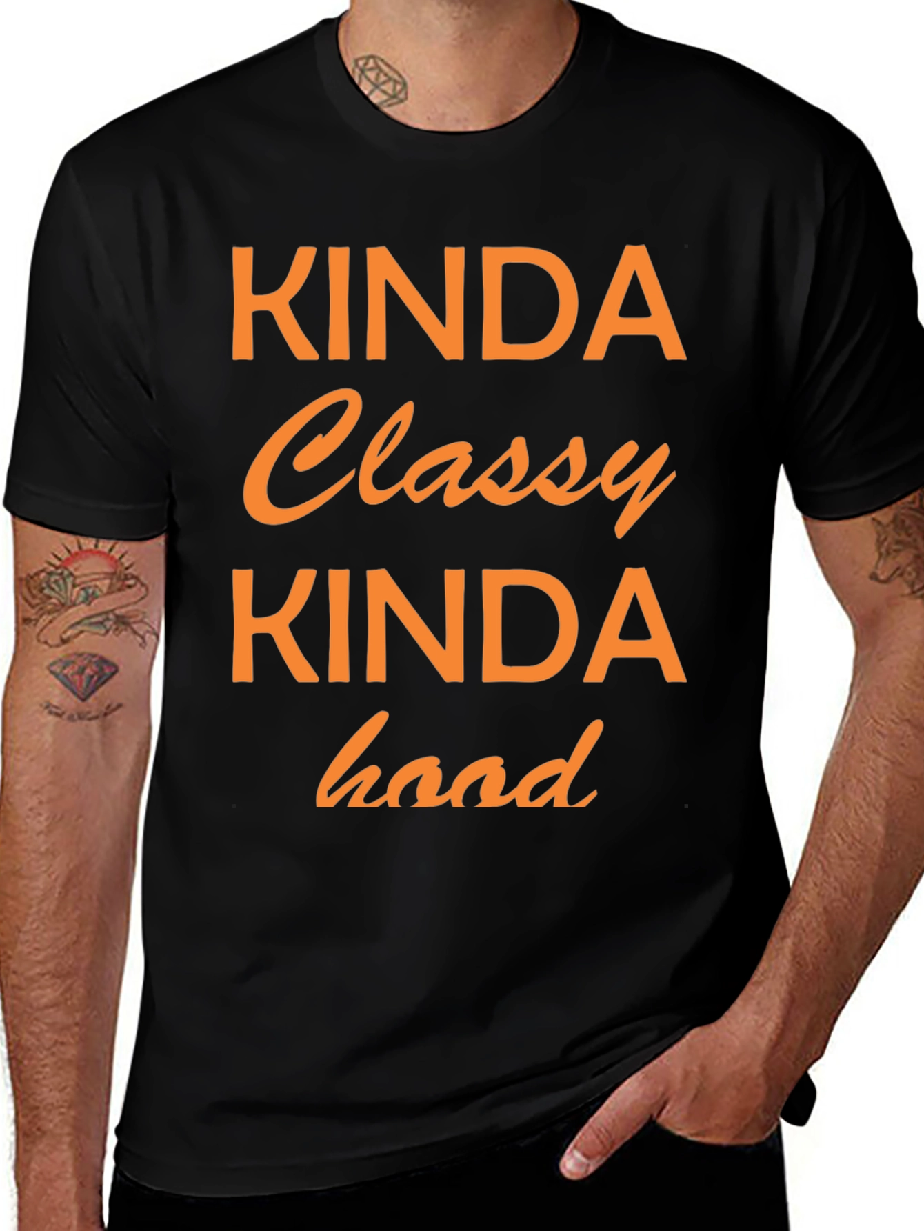 Kinda Classy Kinda Hood Graphic Tee - Black