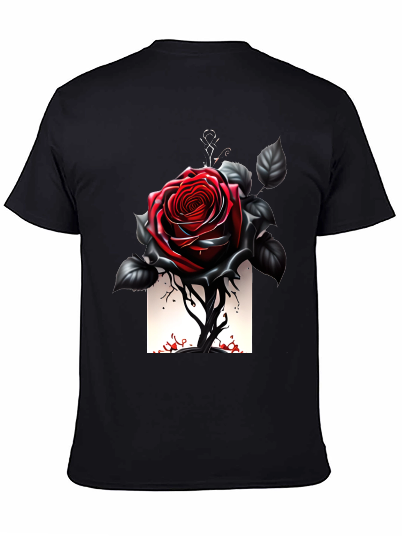 Gothic Rose T-Shirt - Dark Floral Design