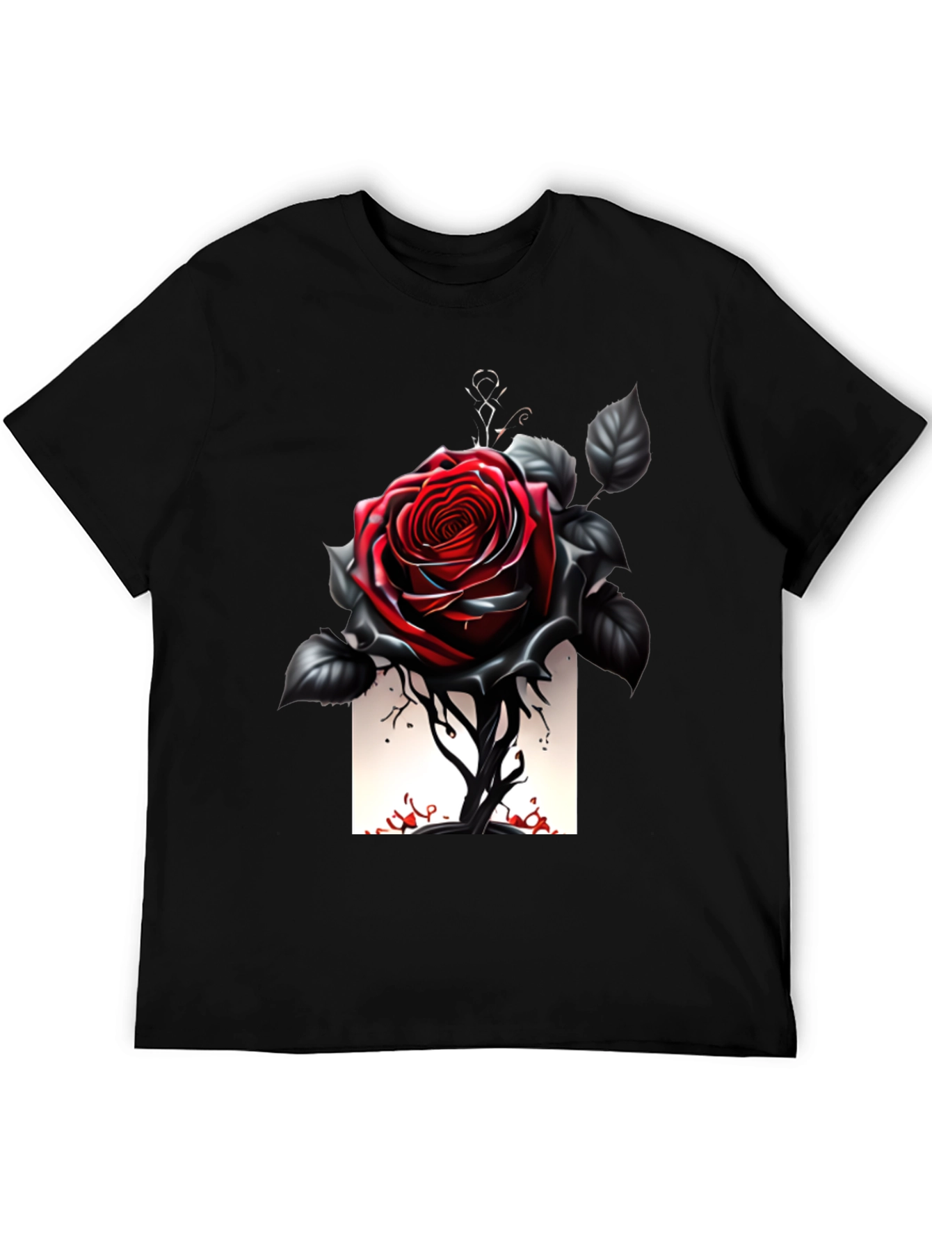 Gothic Rose T-Shirt - Dark Floral Design