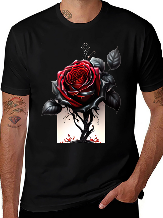 Gothic Rose T-Shirt - Dark Floral Design