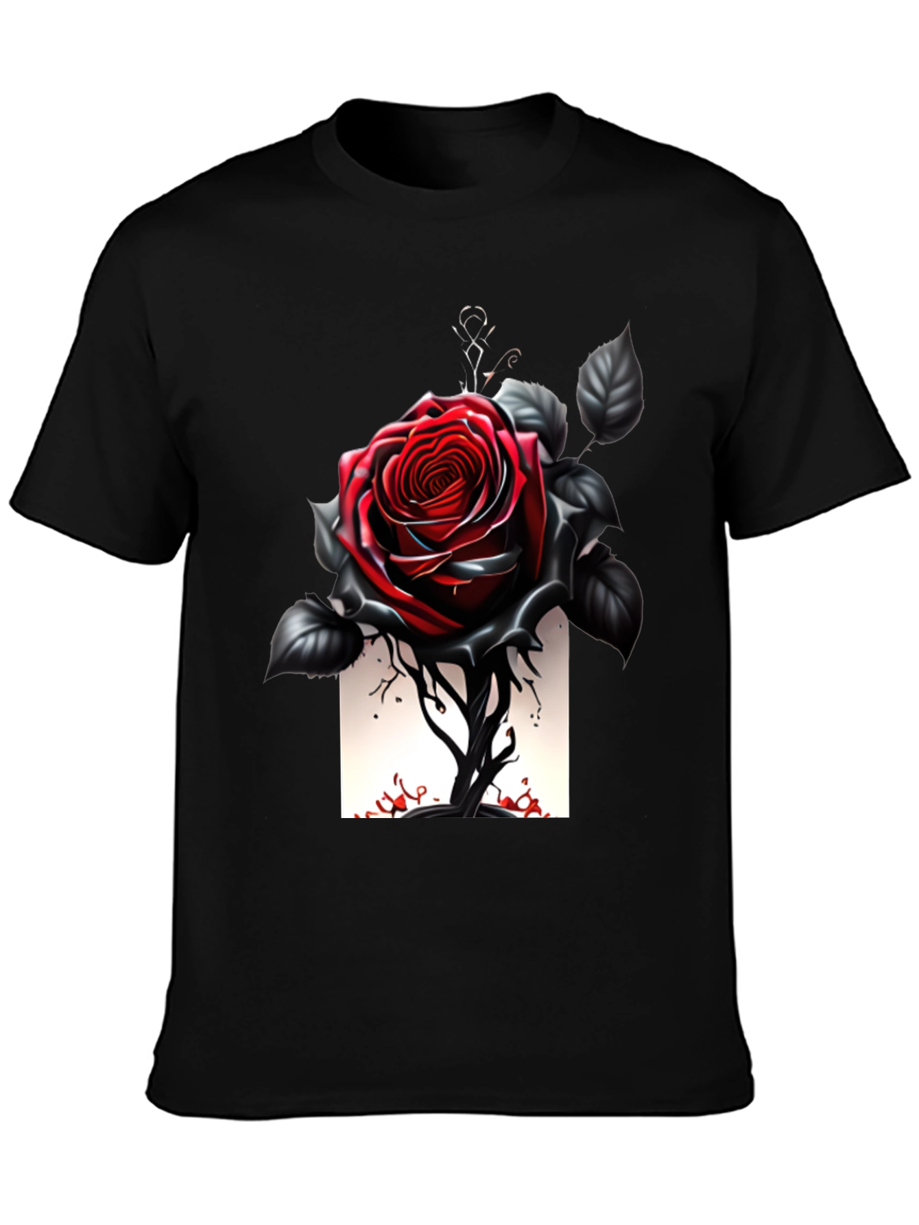 Gothic Rose T-Shirt - Dark Floral Design