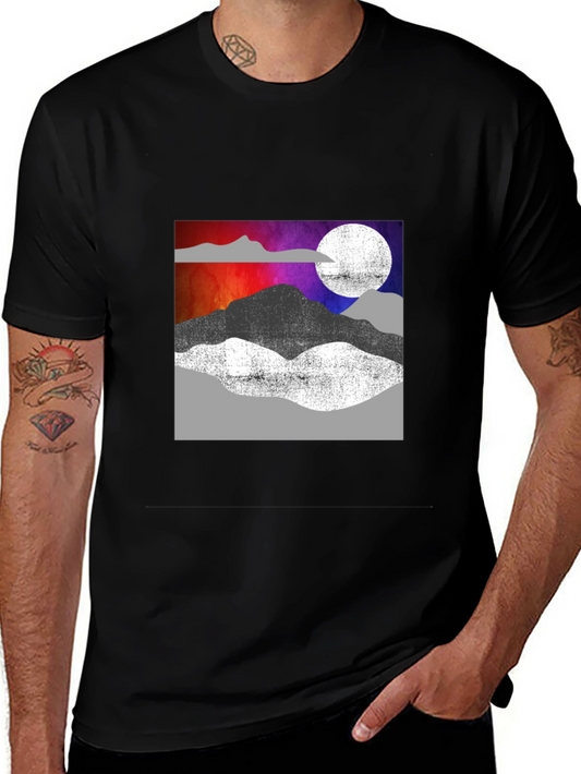Abstract Mountain Scene Graphic T-Shirt