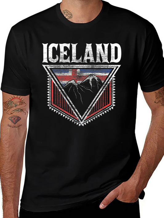Iceland Flag Mountain Graphic Tee - Black