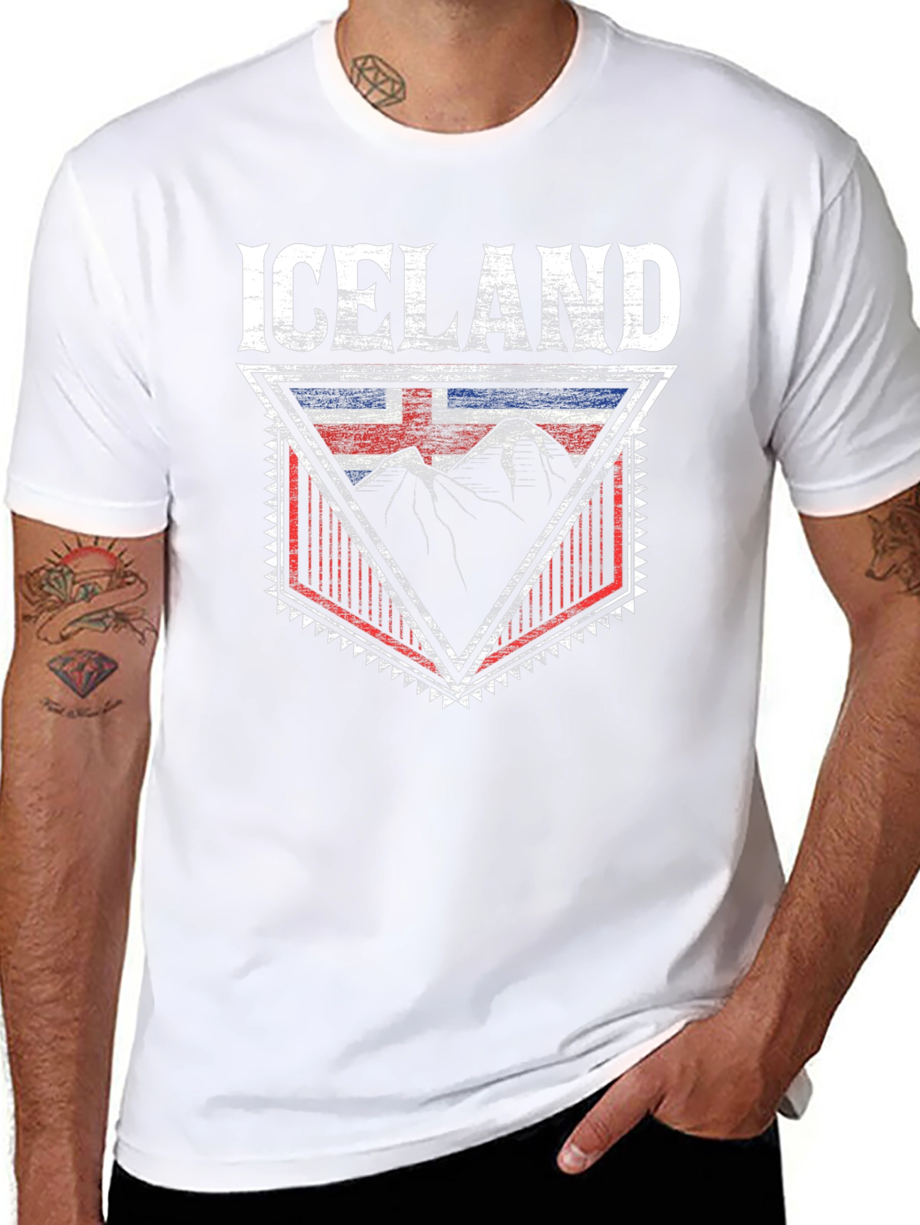 Iceland Flag Mountain Graphic Tee - Black