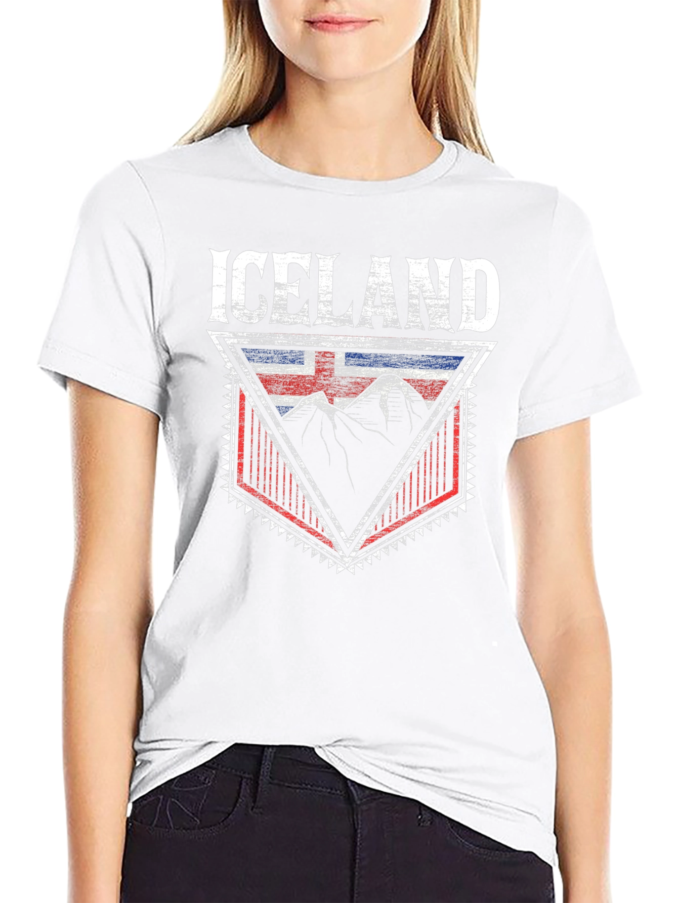 Iceland Flag Mountain Graphic Tee - Black