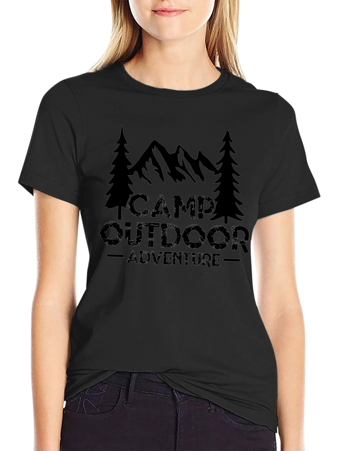 Camp Outdoor Adventure Graphic Tee - Black
