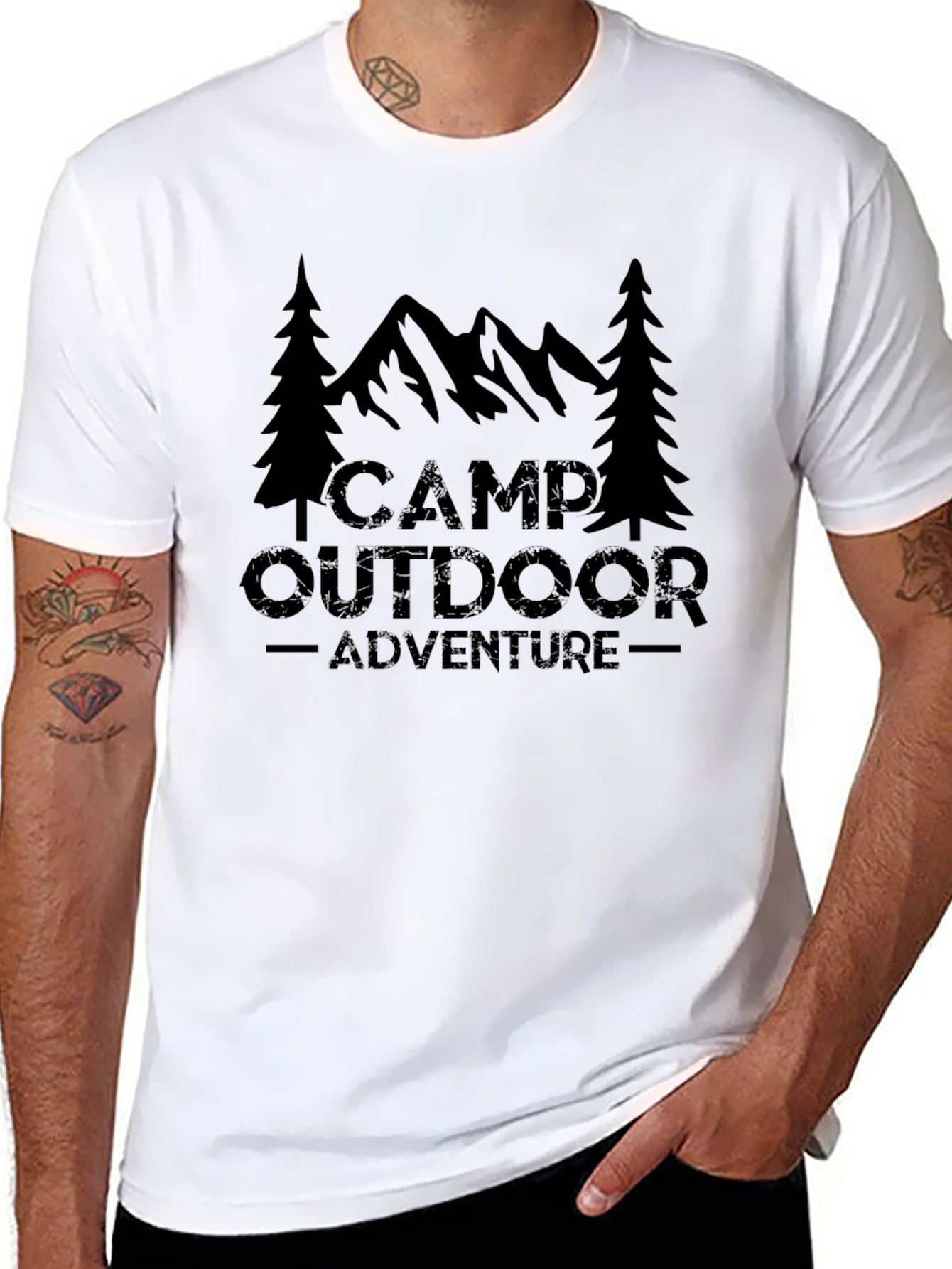 Camp Outdoor Adventure Graphic Tee - Black
