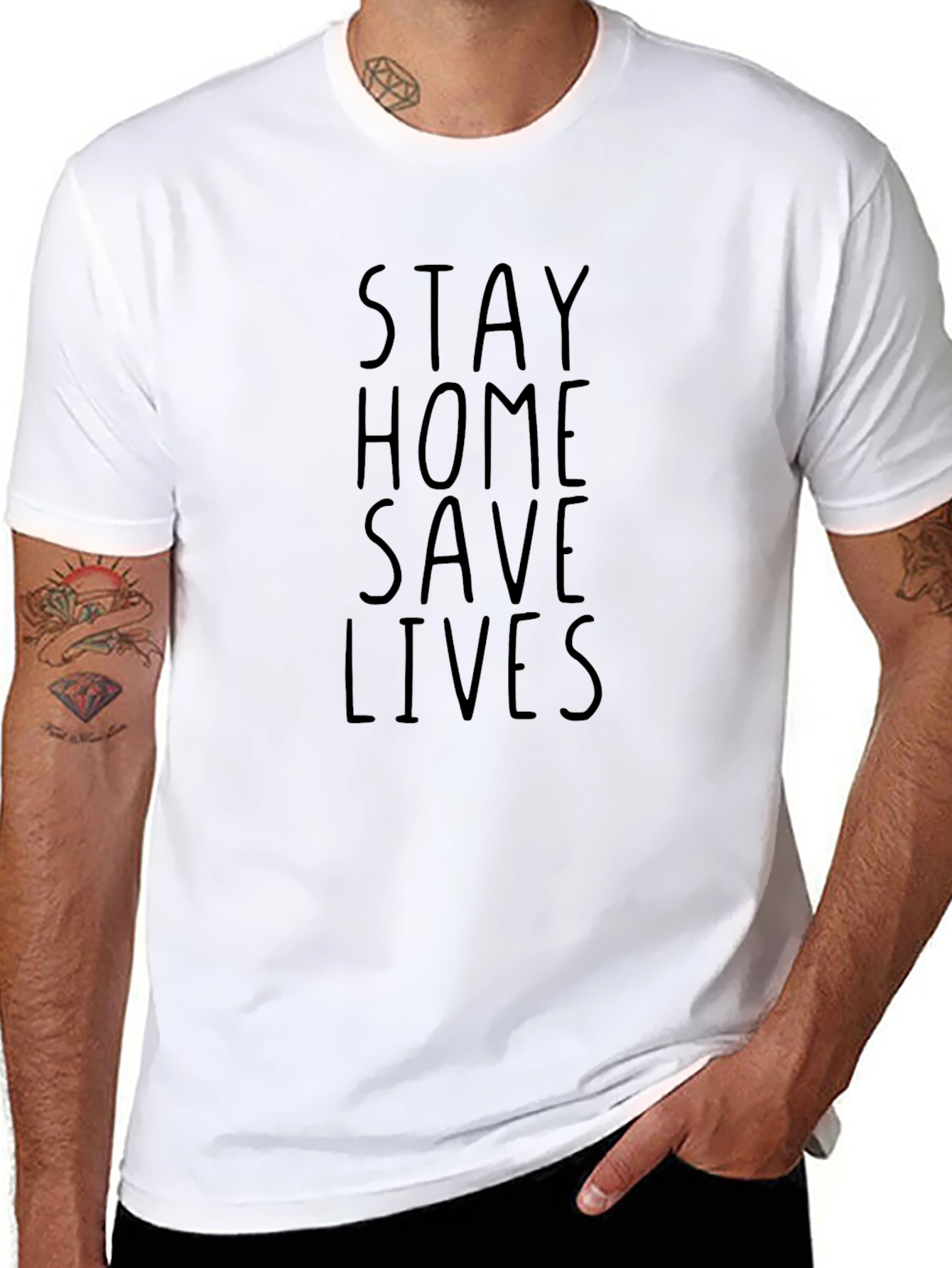 Stay Home Save Lives Black T-Shirt