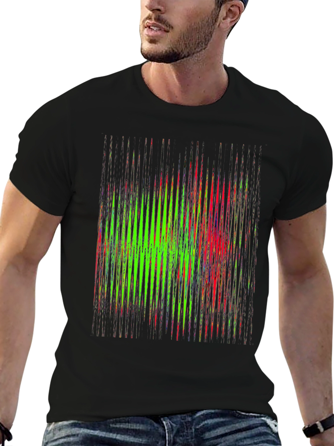 Abstract Graphic Print Mens Black T-Shirt