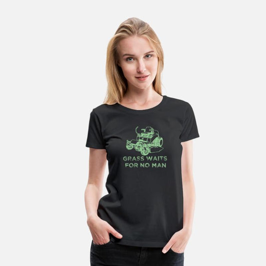 Grass Waits For No Man Funny Mens Grass Cutting