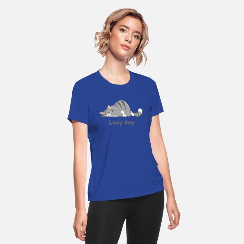 Gray Cat Cartoon with lazy day design