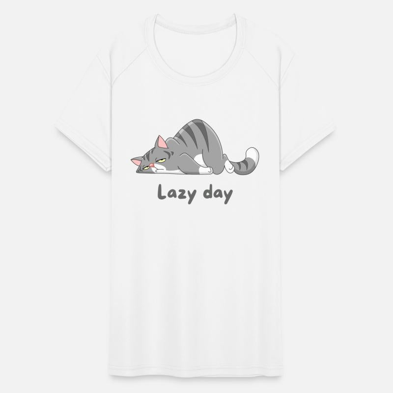 Gray Cat Cartoon with lazy day design
