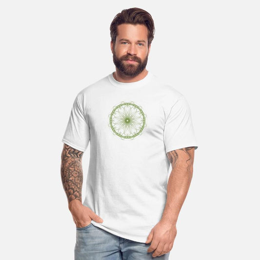 Green spirograph mandala of blessing