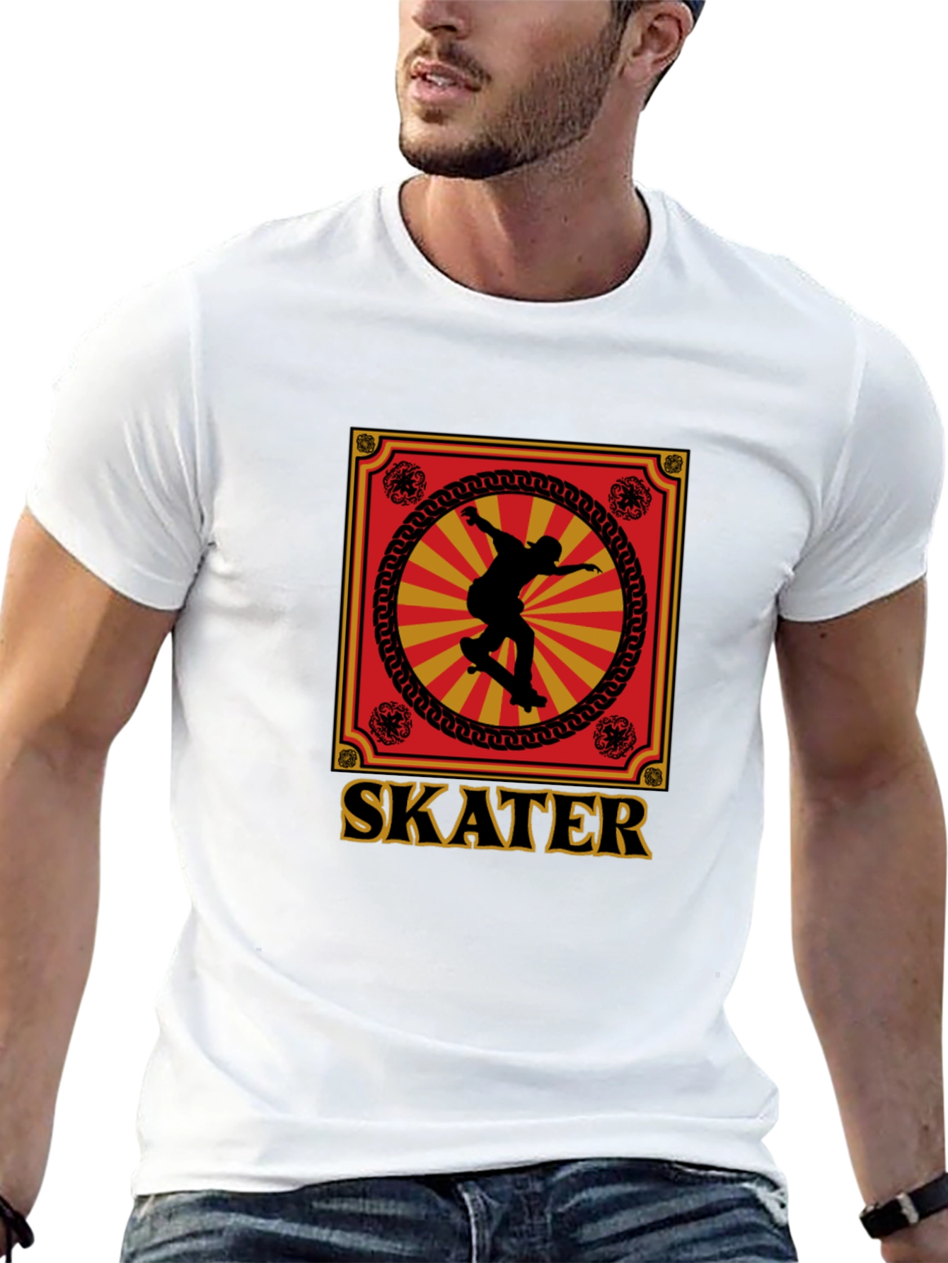 Skater Graphic Tee - Retro Design Soft Cotton