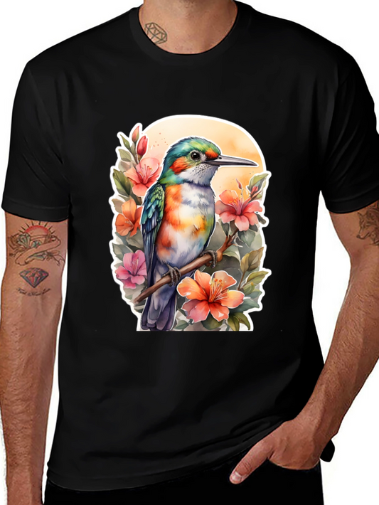 Hummingbird Floral Graphic Tee - Nature Lovers Shirt