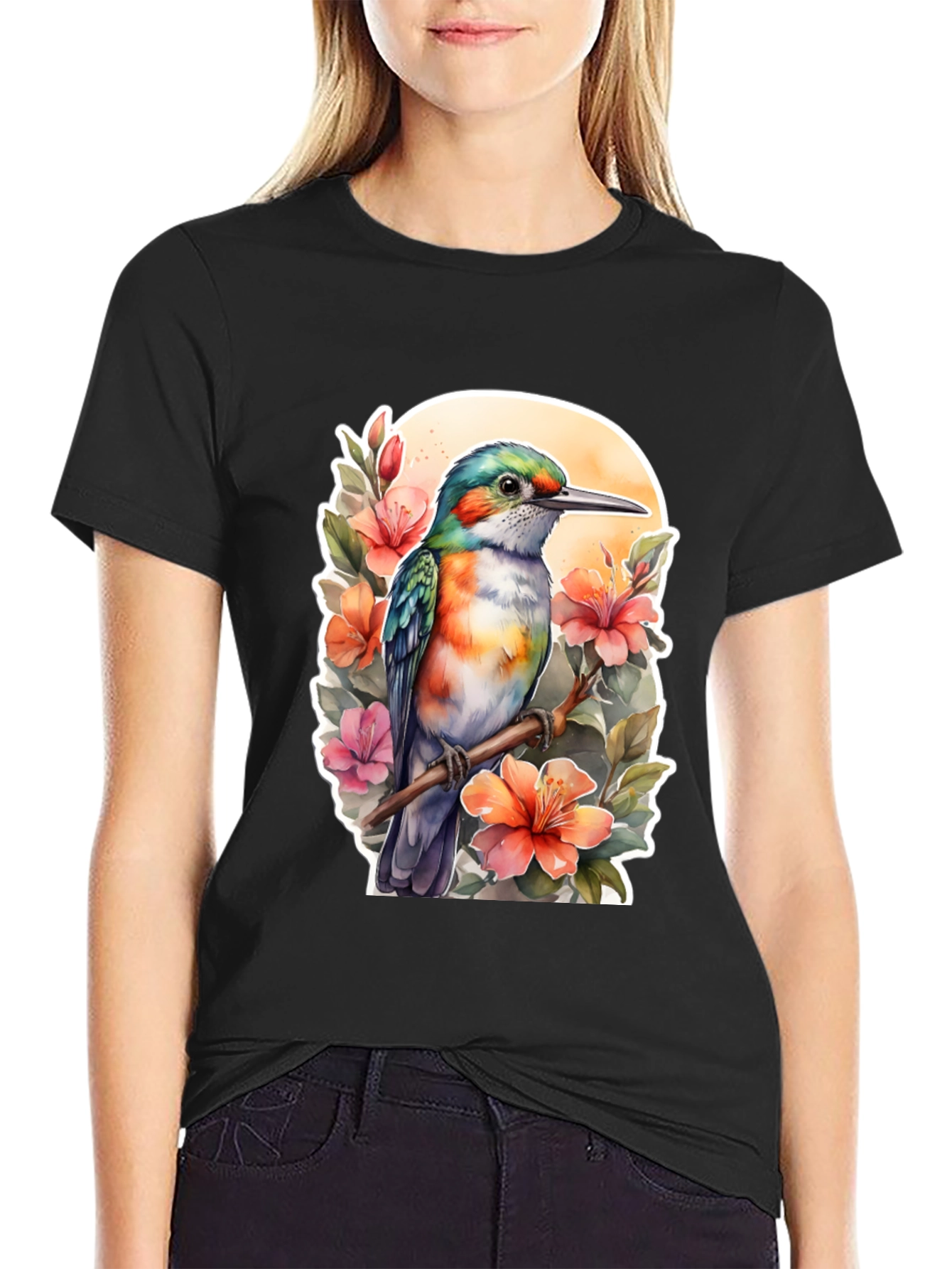 Hummingbird Floral Graphic Tee - Nature Lovers Shirt