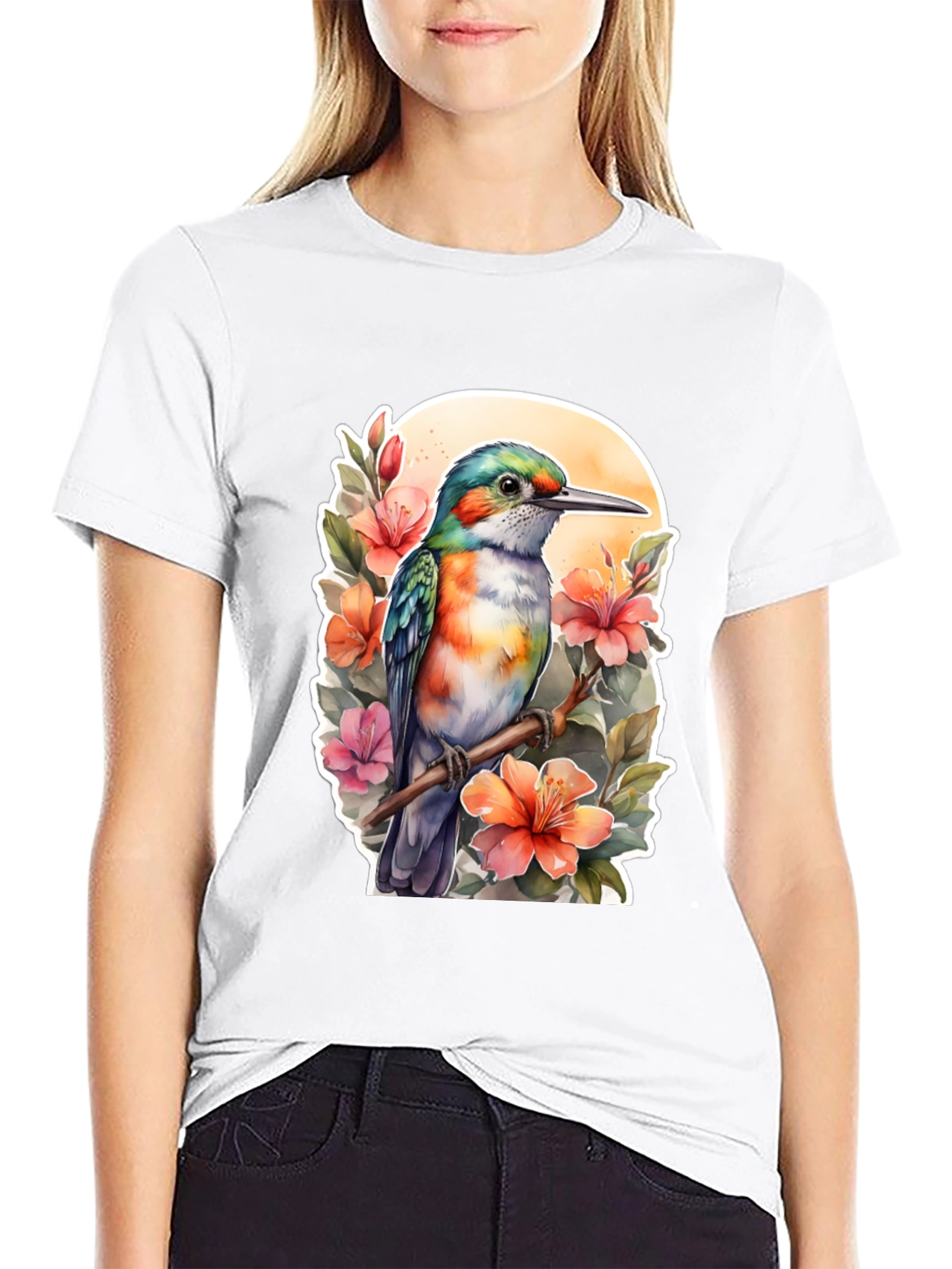 Hummingbird Floral Graphic Tee - Nature Lovers Shirt
